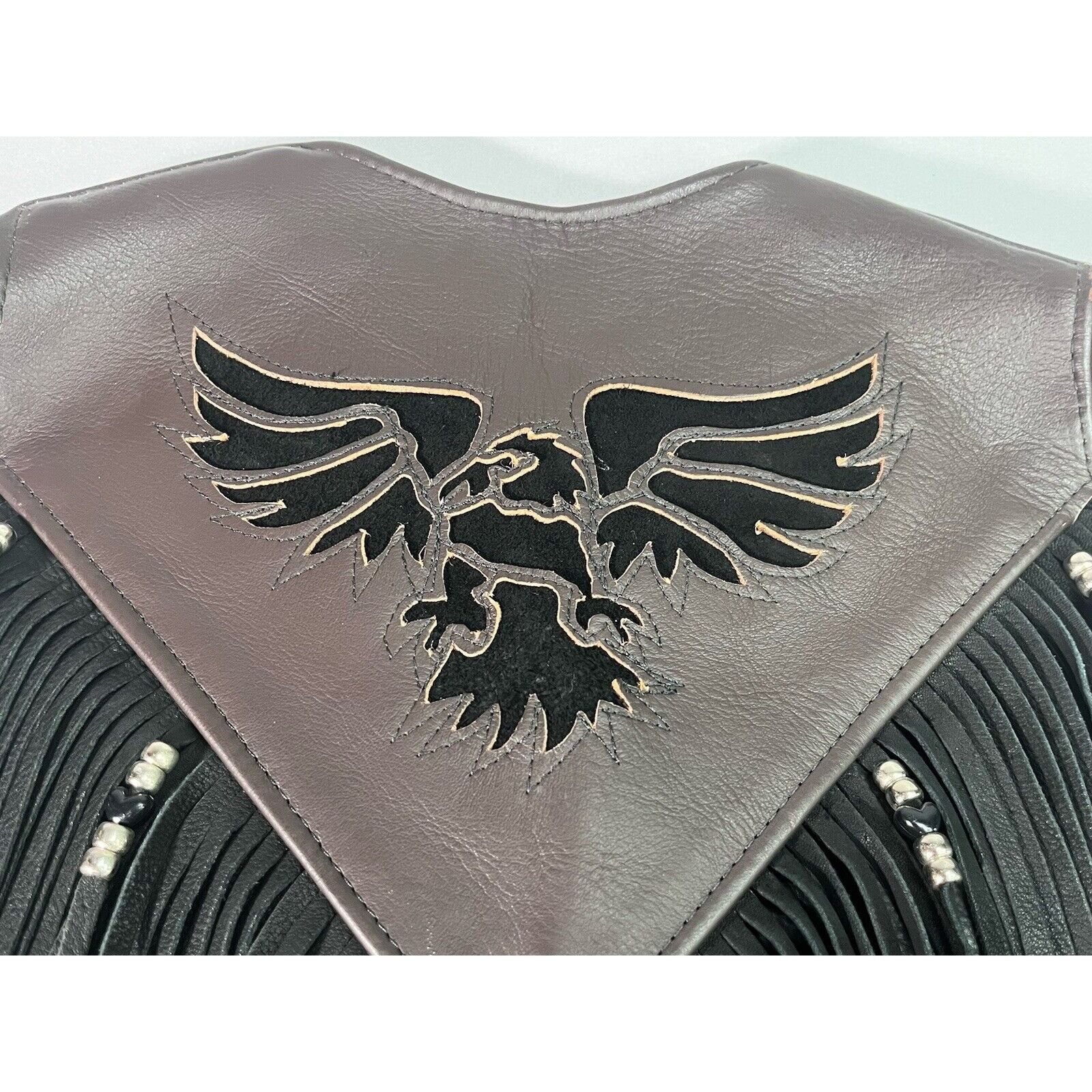 Other TRD Leathers Women's Black Biker Vest Fringe Eagle Inlay Buf Size XL / US 12-14 / IT 48-50 - 8 Thumbnail