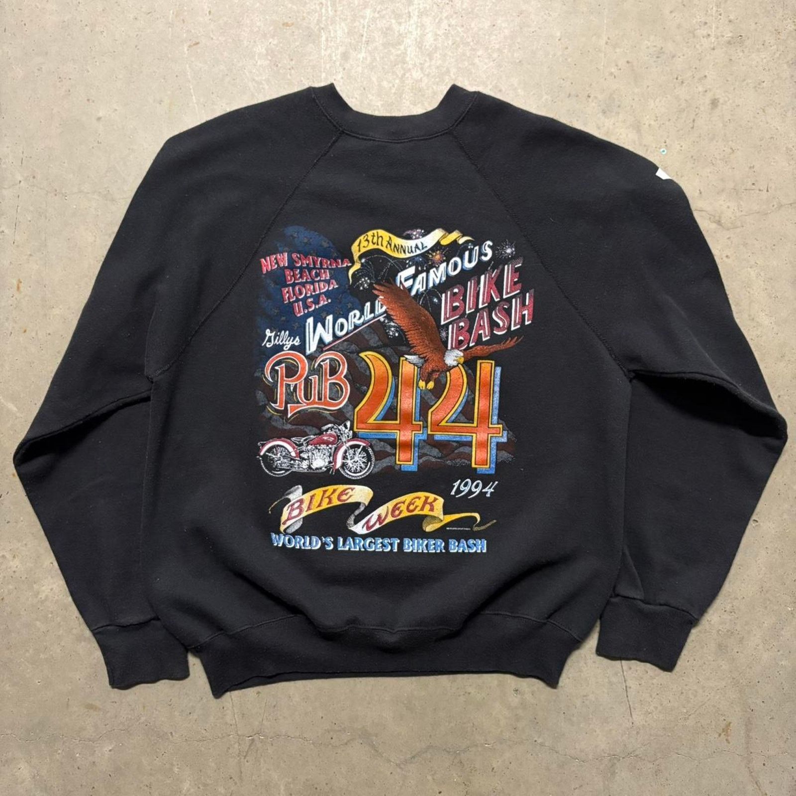 Harley Davidson × Japanese Brand × Vintage Crazy Vintage 90s Bike Week Graphic Biker Raglan Sweatshirt Size US L / EU 52-54 / 3 - 1 Thumbnail
