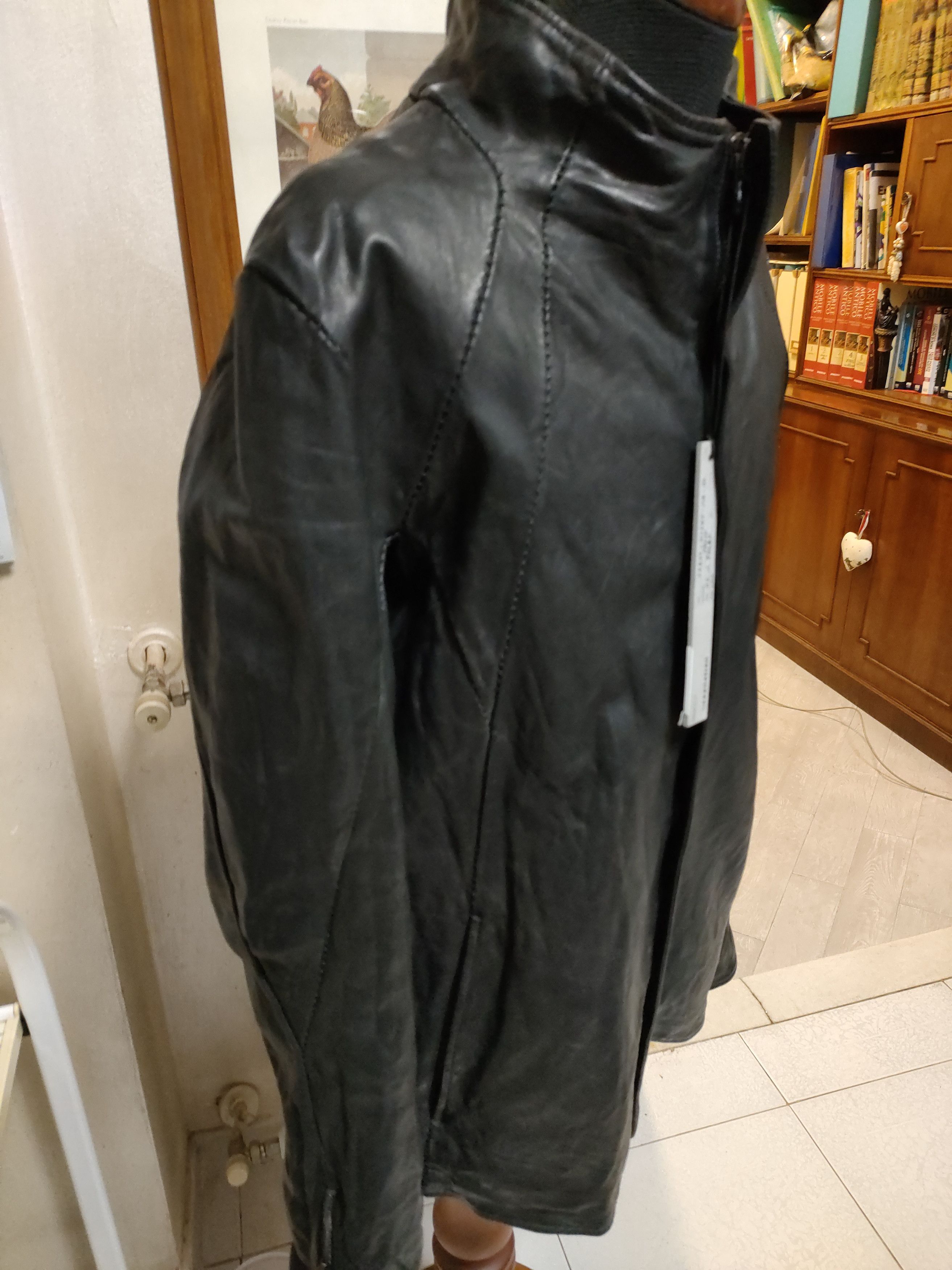 image of New Incarnation XL Black Calf Horse Leather Jacket, Men's