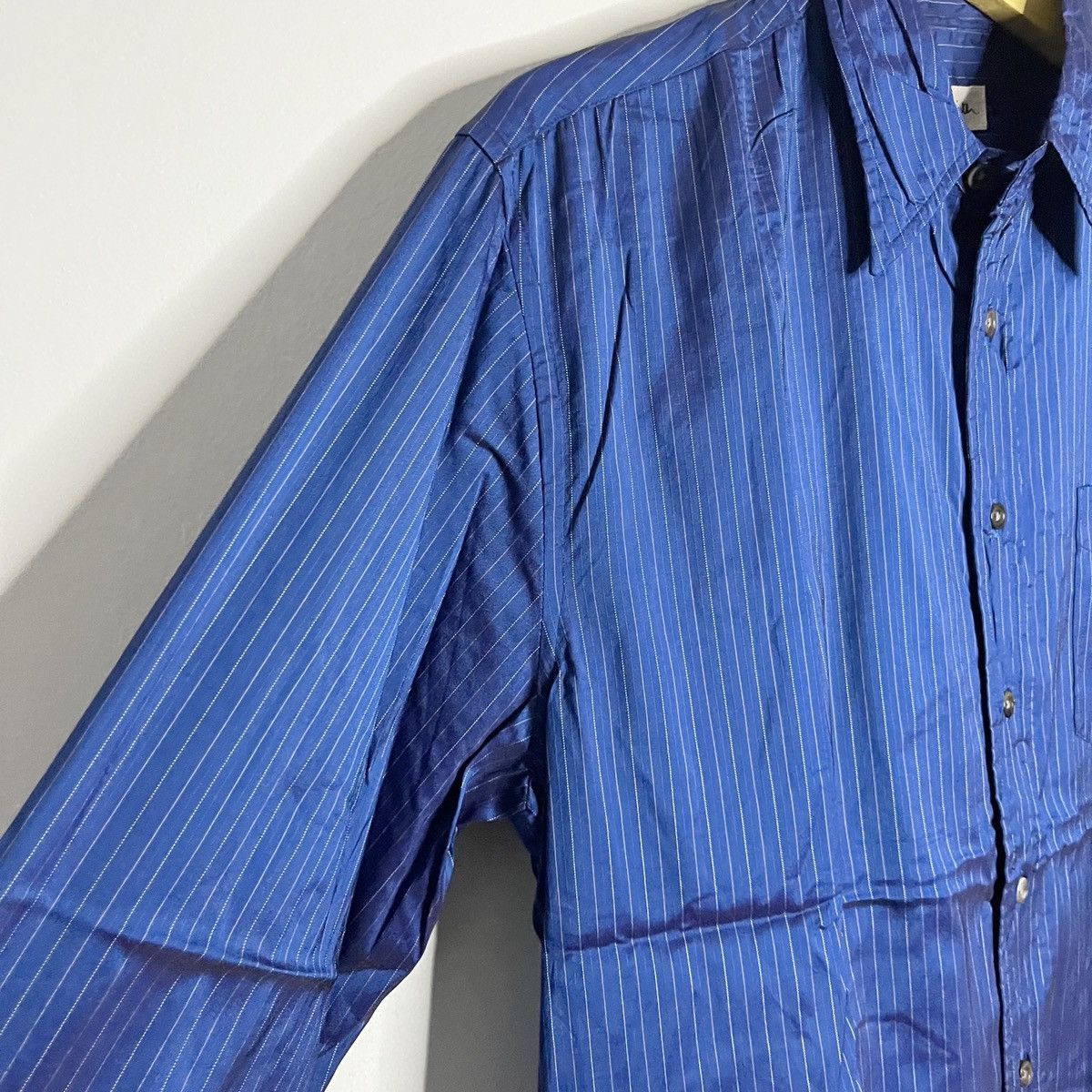 Paul Smith Paul Smith Blue Pinstripe Long Sleeve Dress Shirt Size US M / EU 48-50 / 2 - 5 Thumbnail