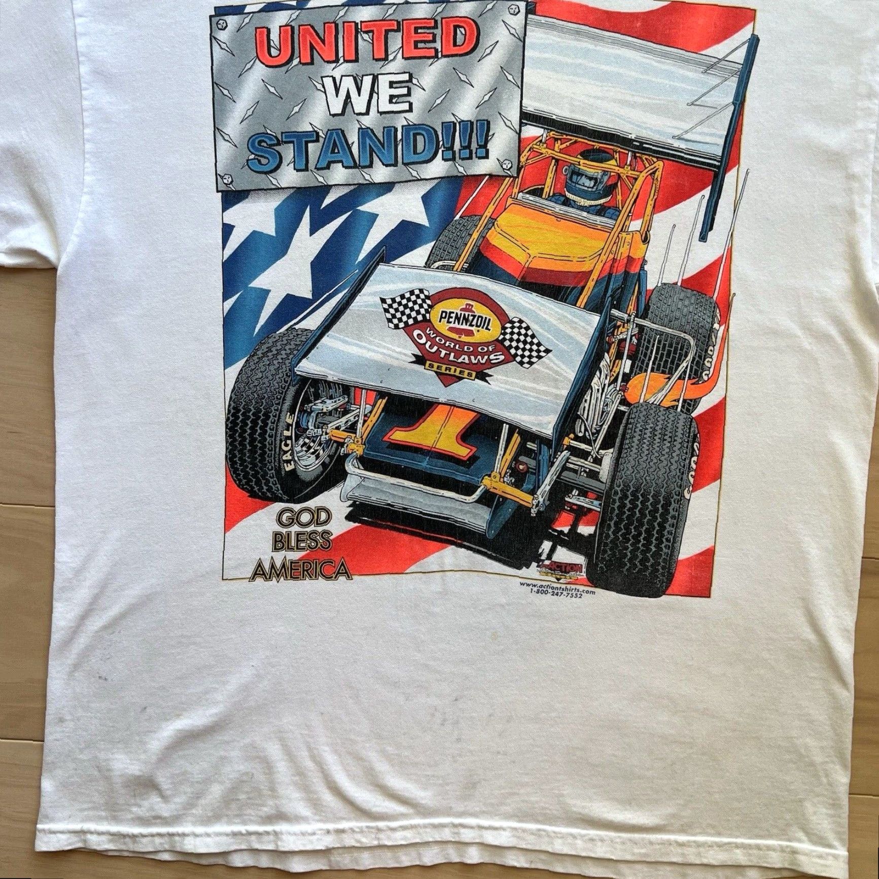Vintage VINTAGE Outlaws Racing Shirt XL White 90s Pennzoil Eagle Art USA AOP Shirt Mens 90s Size US XL / EU 56 / 4 - 4 Thumbnail