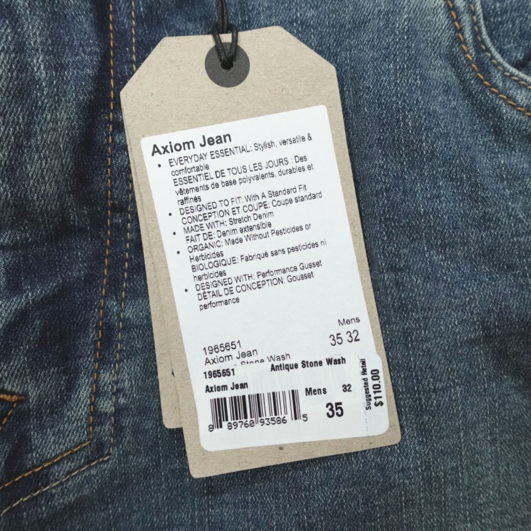 Prana Prana Axiom Jeans Men 35x32 Stone Wash Stretch Denim Standard Fit Shirt? Size US 35 - 2 Thumbnail