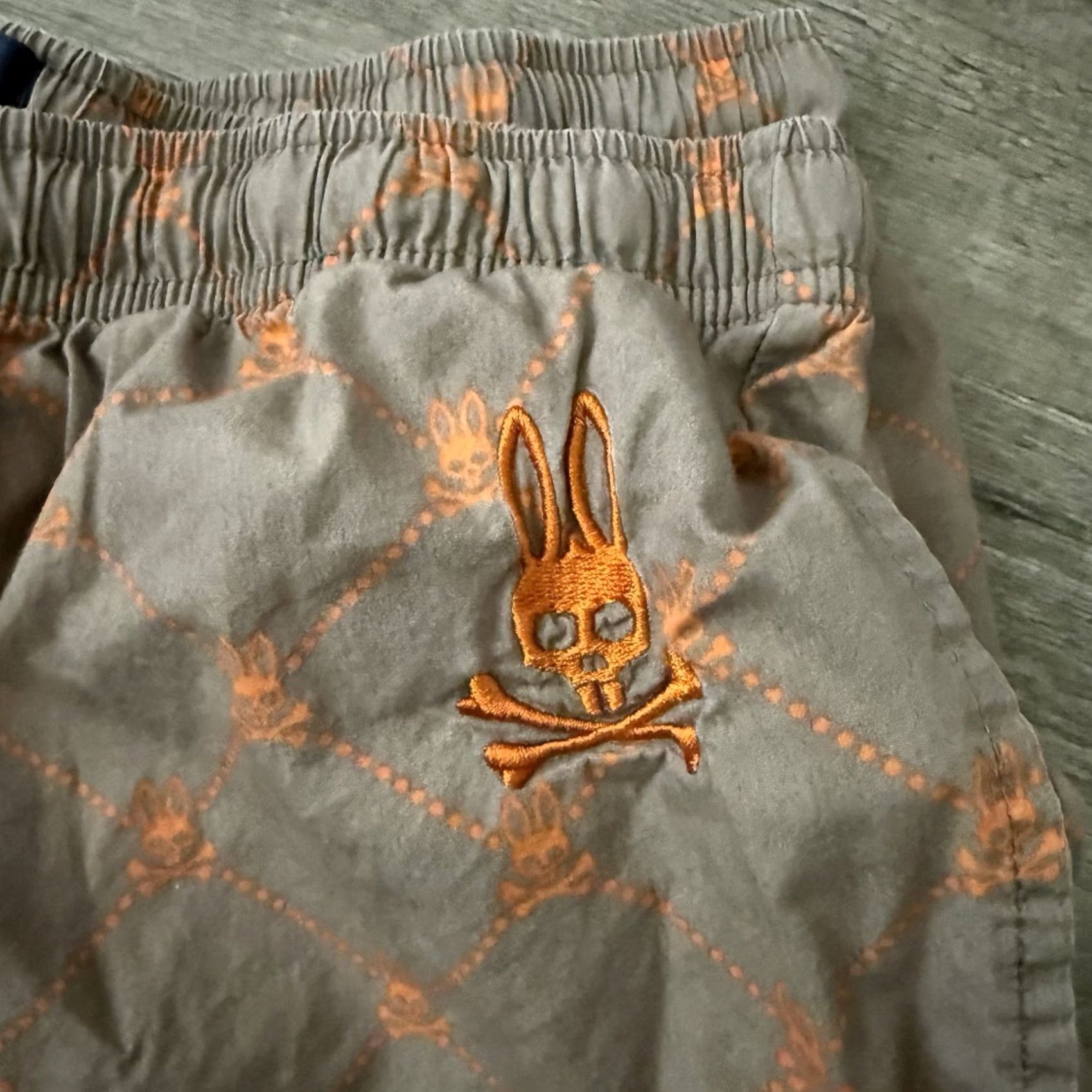 Psycho Bunny Psycho Bunny Pajama Pants Mens Medium Gray All Over Bunny Print Drawstring Pockets Elastic Waist Size US 31 - 2 Thumbnail