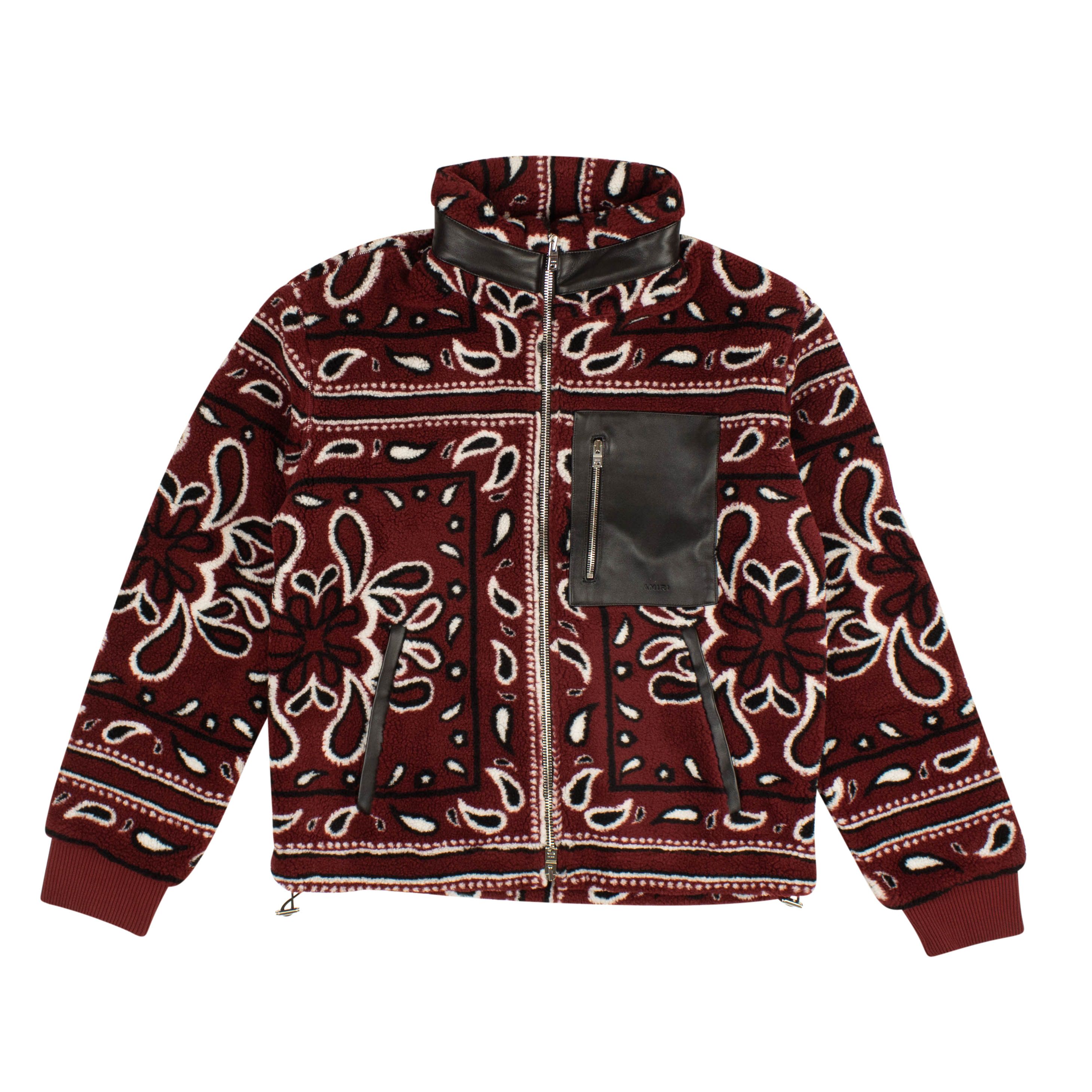 Image of Amiri Red Printed Bandana Fleece Jacket Size Xs, Men's