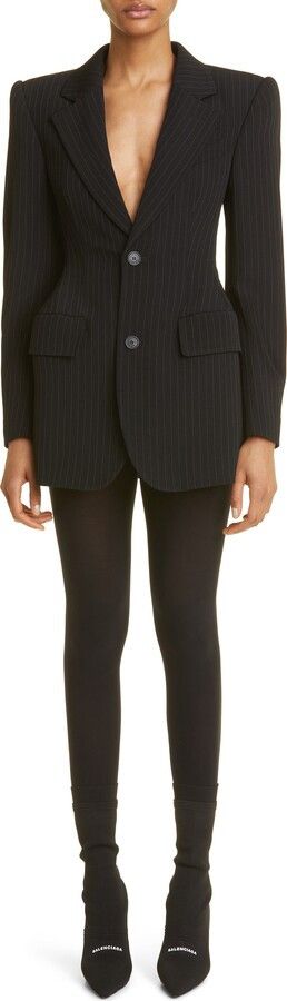 Balenciaga o1in1g1024 SB Hourglass Jacket in Black/White Size S / US 4 / IT 40 - 3 Thumbnail
