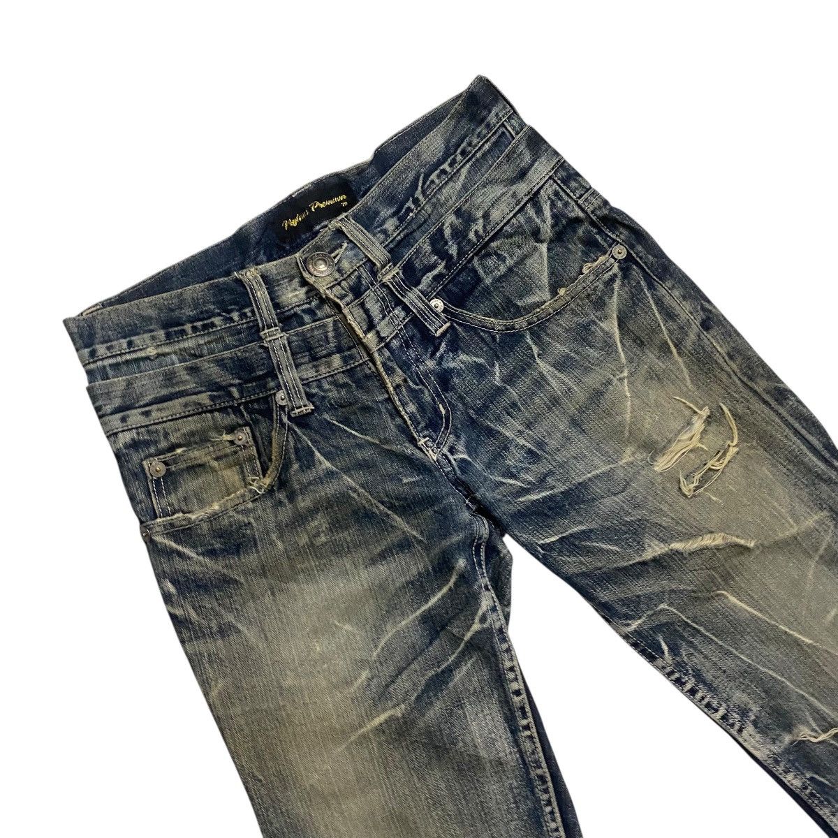 If Six Was Nine × Japanese Brand Nylaus Premium double waist distressed flare denim Size US 32 / EU 48 - 4 Thumbnail