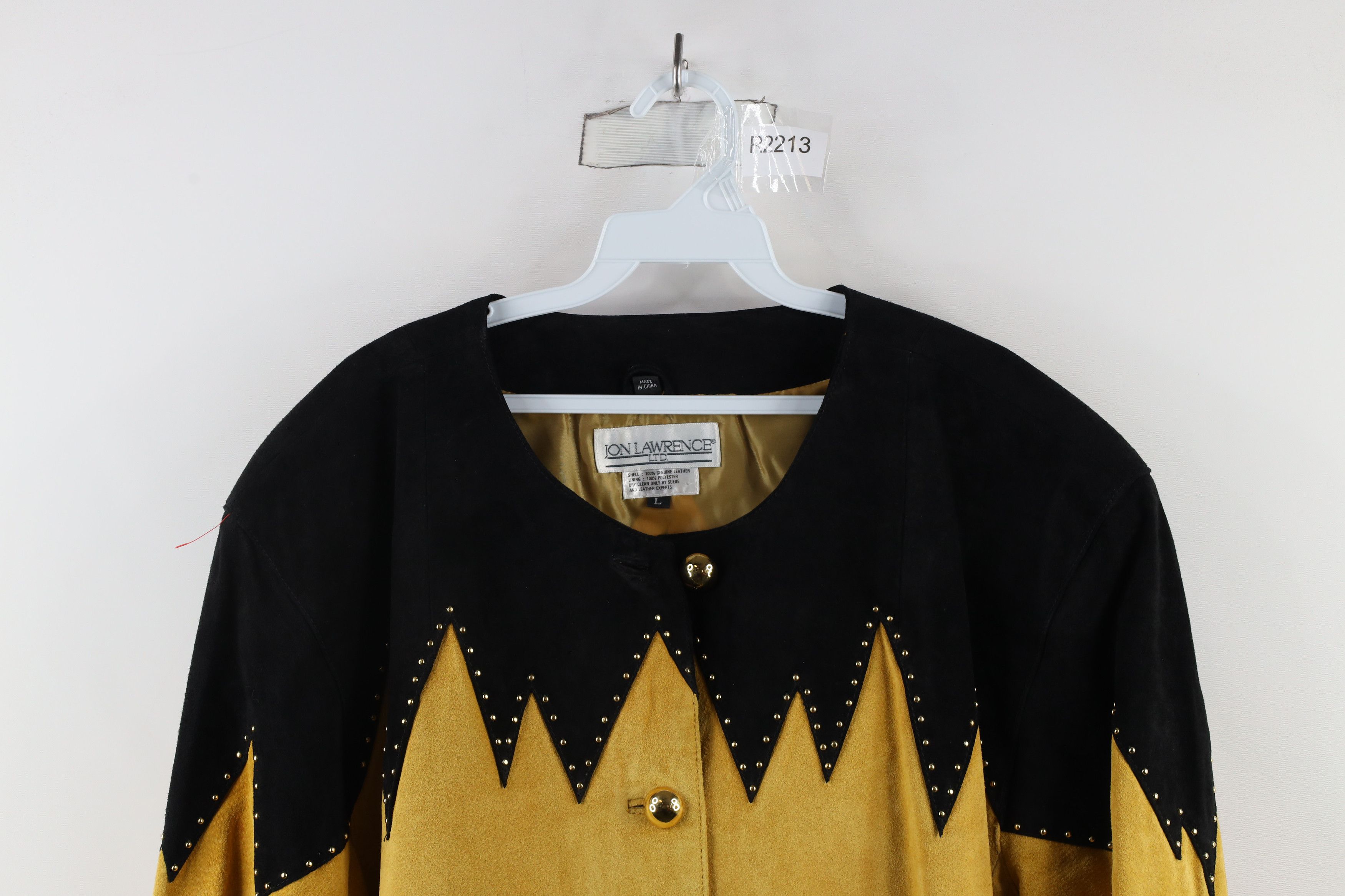 Vintage Vintage 90s Rockabilly Suede Leather Western Jacket Yellow Size L / US 10 / IT 46 - 2 Thumbnail