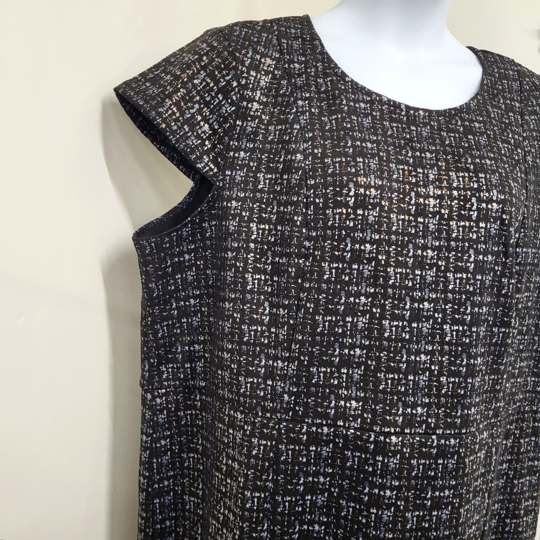Vintage Nina Leonard Dress Women's 3X Black Cap Sleeve Sheath Roundneck Size XXL / US 16-18 / IT 52-54 - 5 Thumbnail