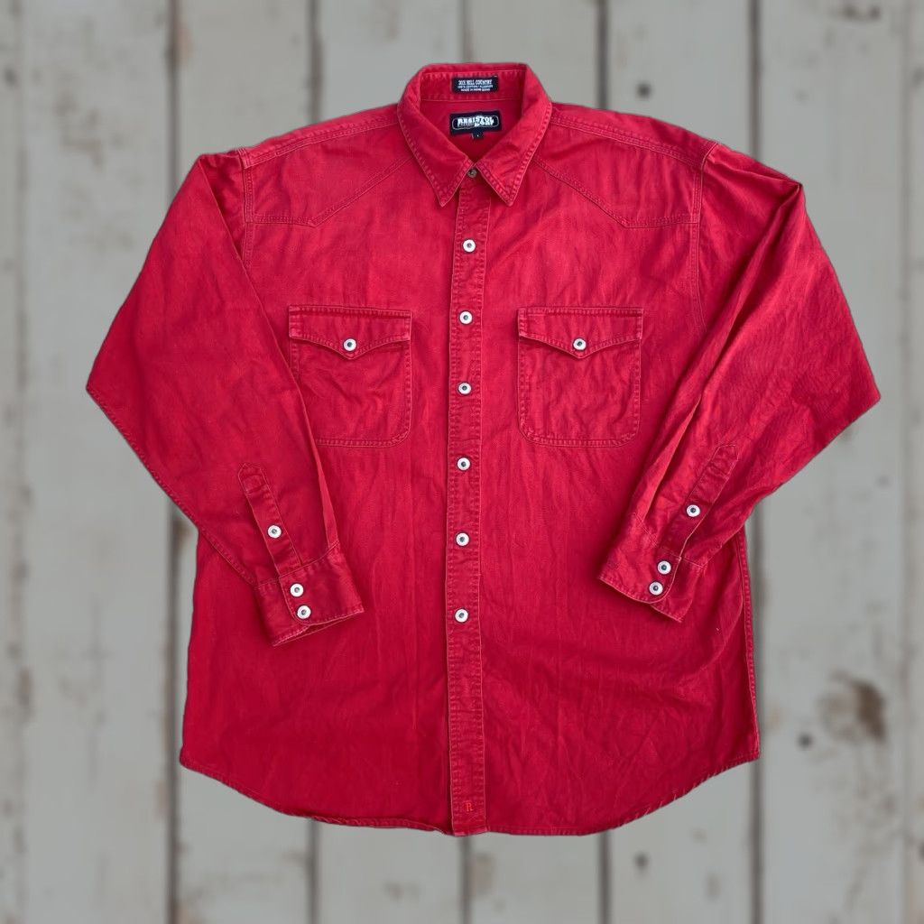 Vintage Resistol Rodeo Gear Shirt Mens Large Red Long Sleeve Western Cowboy Snap Shirt Size US L / EU 52-54 / 3 - 1 Thumbnail