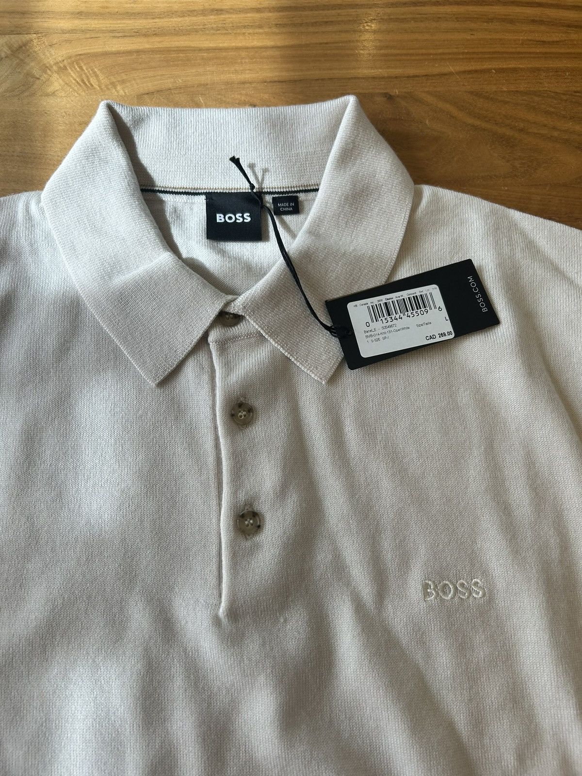 Hugo Boss Hugo Boss longsleeve knit polo in white Size US L / EU 52-54 / 3 - 1 Thumbnail