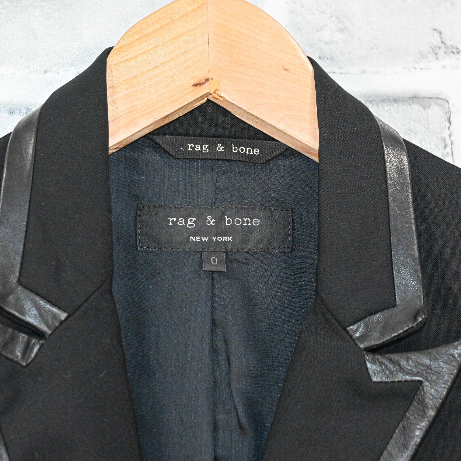 Rag & Bone Rag & Bone Women's Leather trim Woolk Blazer Jacket Cropped Size XS / US 0-2 / IT 36-38 - 3 Thumbnail