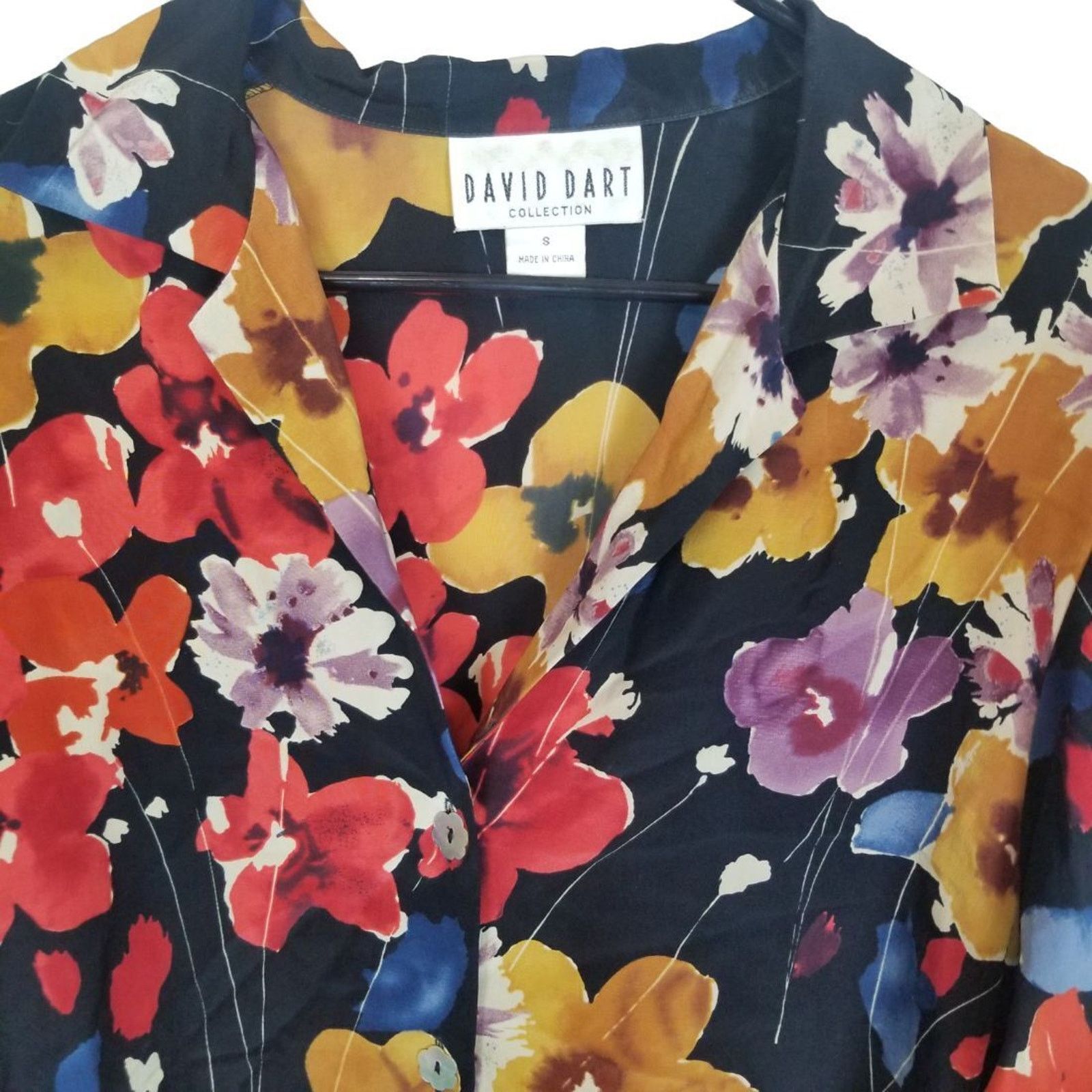 Vintage Vintage David Dart Womens 100% Silk Floral Blouse S Retro Size S / US 4 / IT 40 - 2 Thumbnail