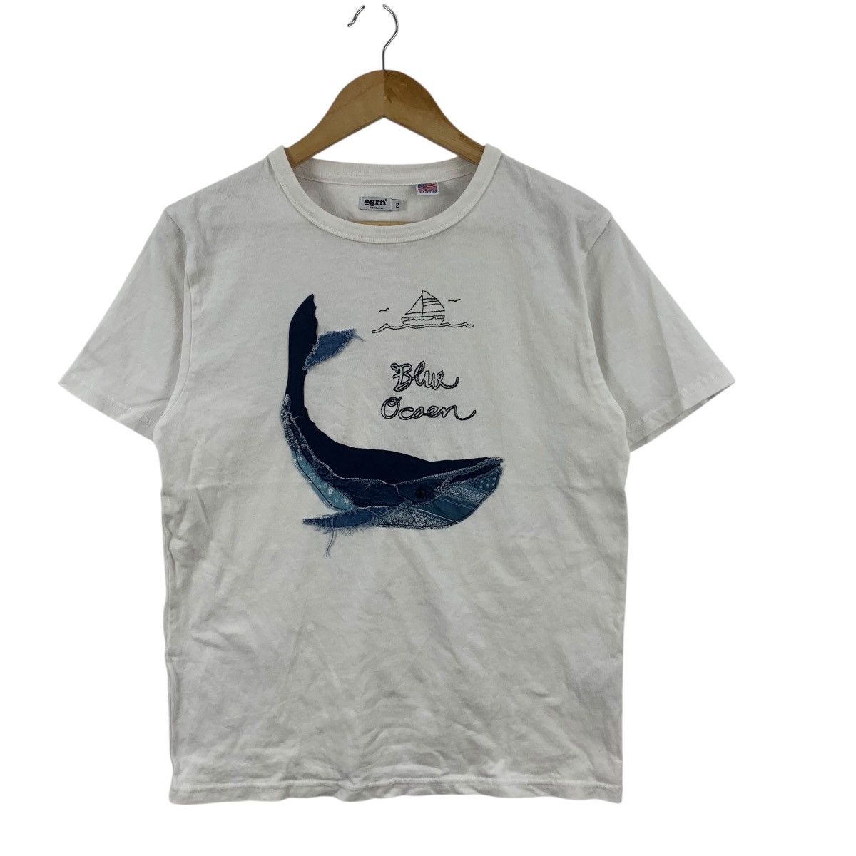 GRN GRN TOKYO JAPAN USA Cotton Blue Ocean Tee Shirt Top Whale Size S / US 4 / IT 40 - 4 Thumbnail