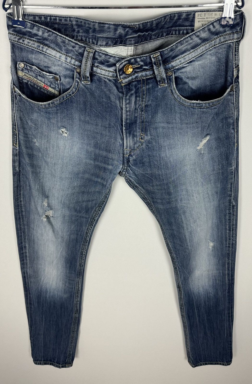 Diesel Crazy Vintage Y2K Diesel Thavar Skinny Destroyed Denim Jeans Size US 31 - 3 Thumbnail