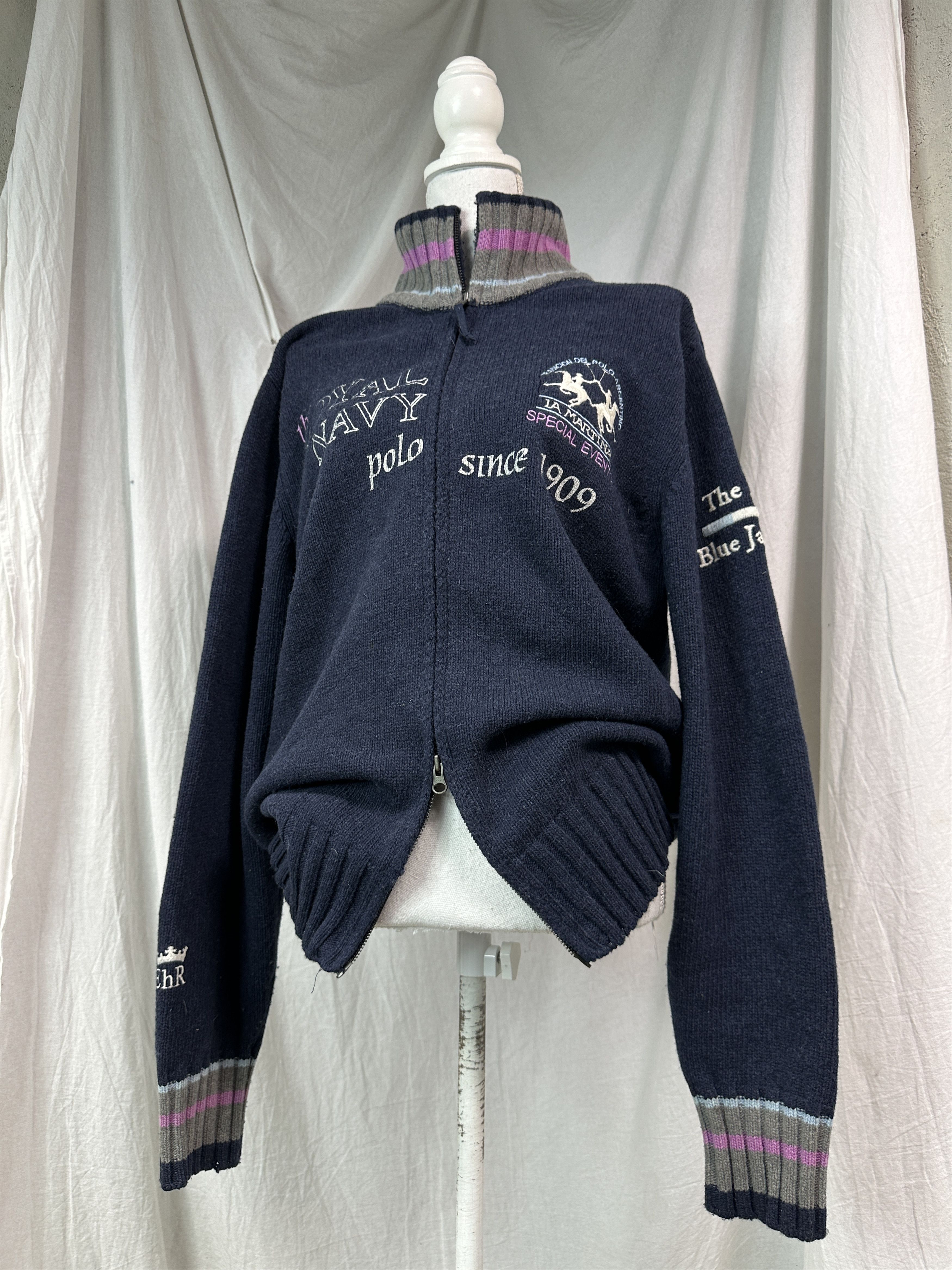 La Martina Vintage Woolen Streetwear La Martina Polo Zip Sweater Y2K Size US L / EU 52-54 / 3 - 1 Thumbnail