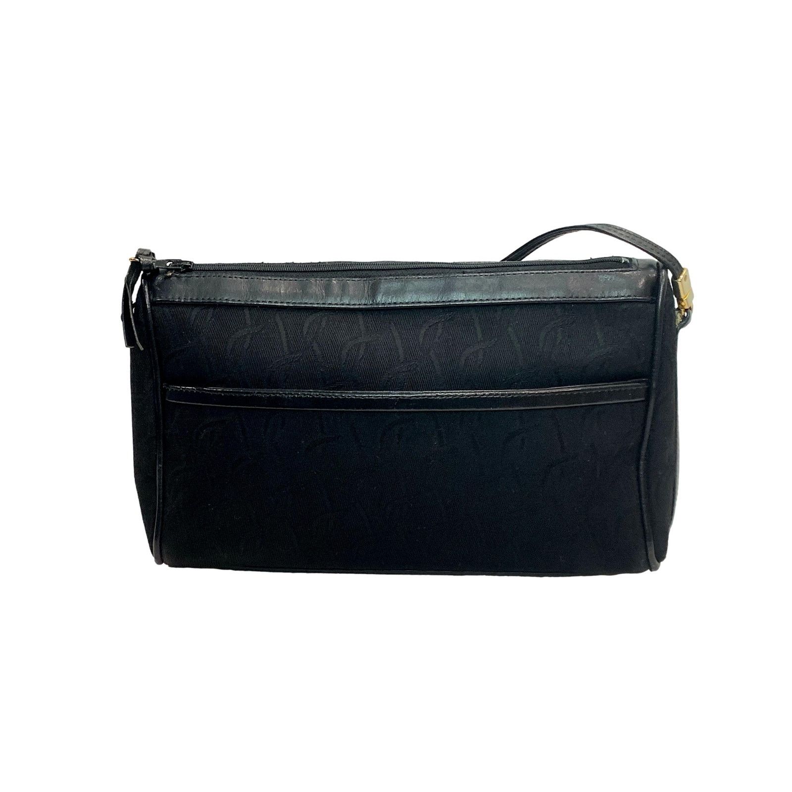 Vintage Vintage Black Signature Fabric Shoulder Bag Leather Trim Size ONE SIZE - 2 Thumbnail