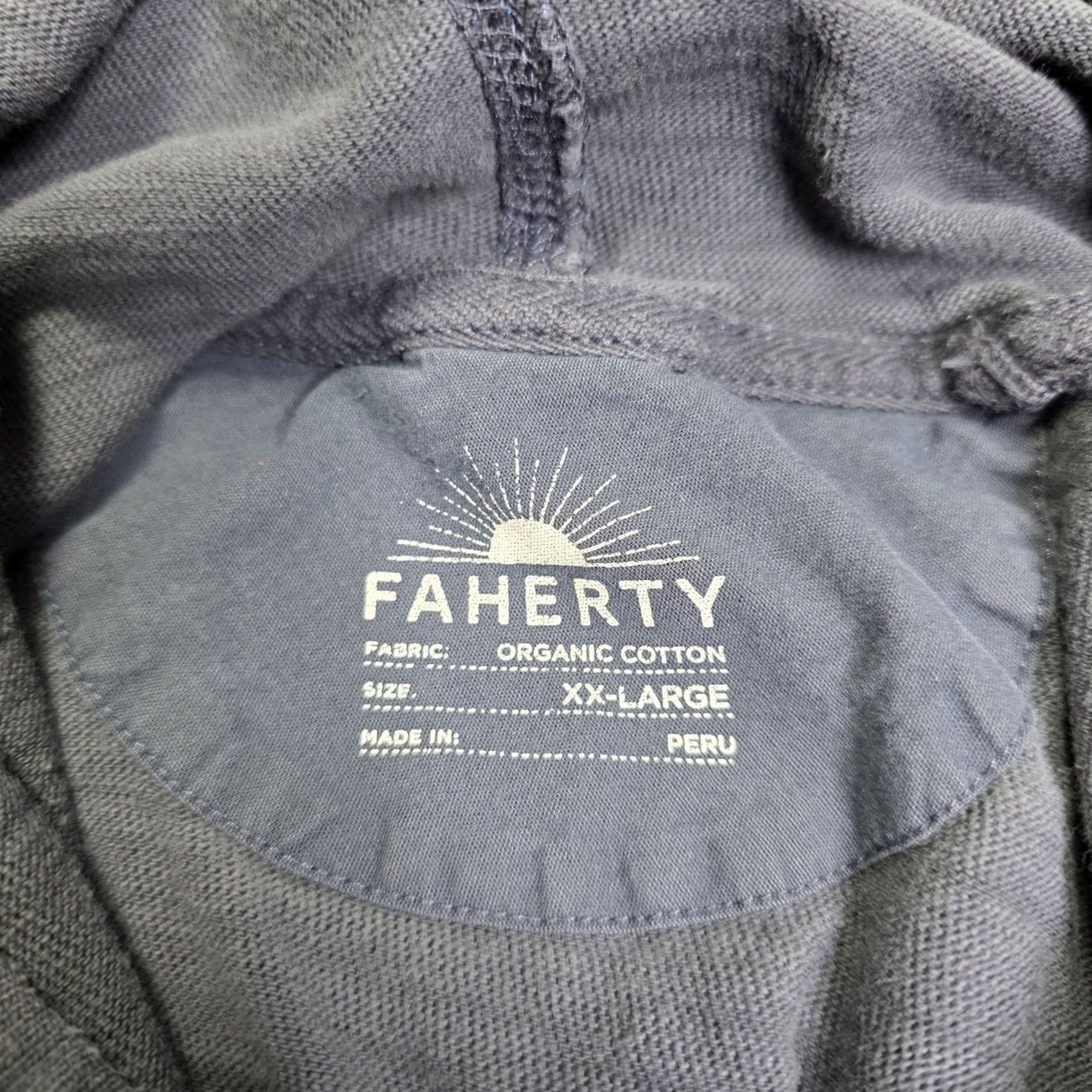 Faherty Faherty Hoodie Gray Pullover Lightweight Organic Cotton Men's XXL Pullover Hooded Sweatshirt Crew Neck Knit Logo Striped? Size US XXL / EU 58 / 5 - 3 Thumbnail