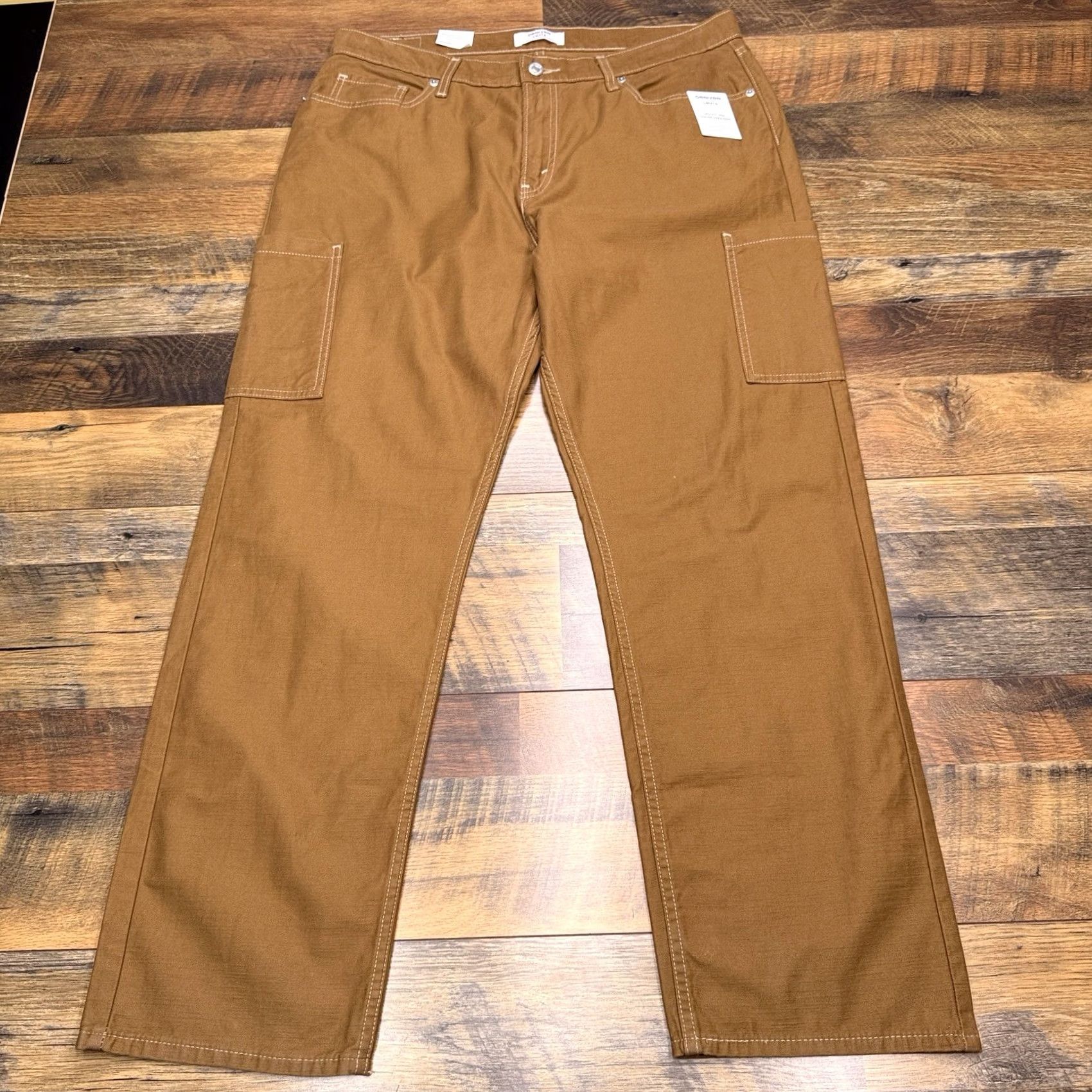 Denizen VINTAGE Denizen Jeans Women 14 W32 Tan Mid Rise Loose Straight 90s | Denim Brown 5-Pocket Logo Zip Mens? Size 36" / US 14 / IT 50 - 2 Thumbnail