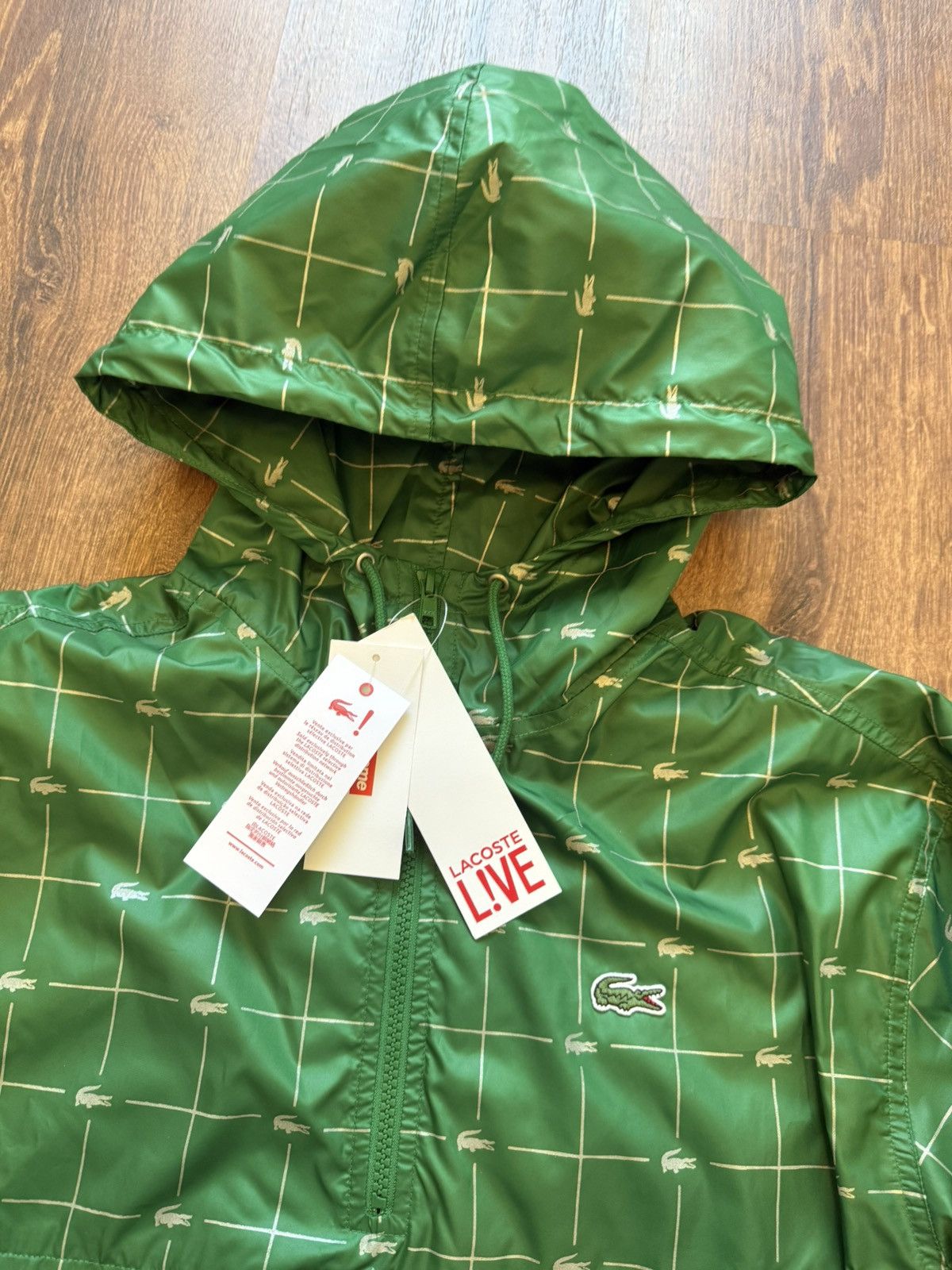 Lacoste × Supreme SS18 Supreme x Lacoste Reflective Grid Nylon Anorak Green Size US S / EU 44-46 / 1 - 9 Thumbnail
