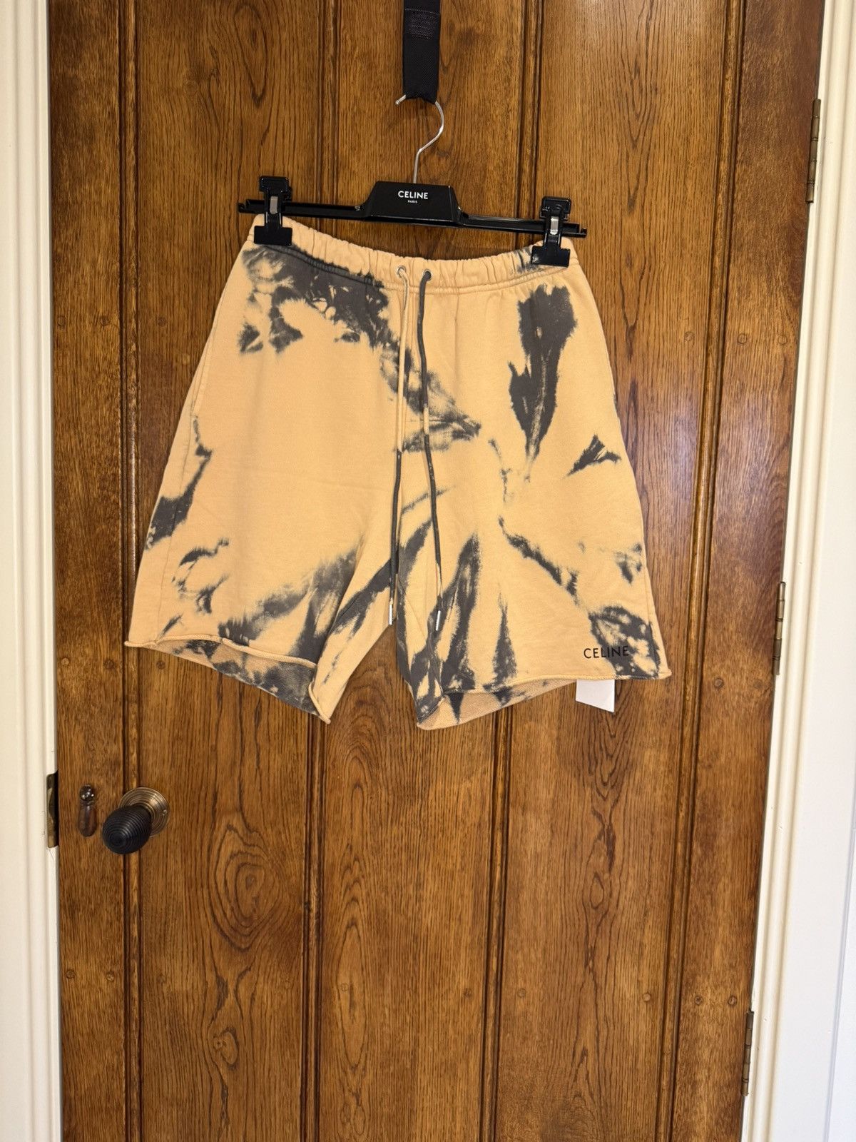 Celine $850 SS23 Celine tie dye shorts black logo Hedi Slimane S Size US 32 / EU 48 - 4 Thumbnail