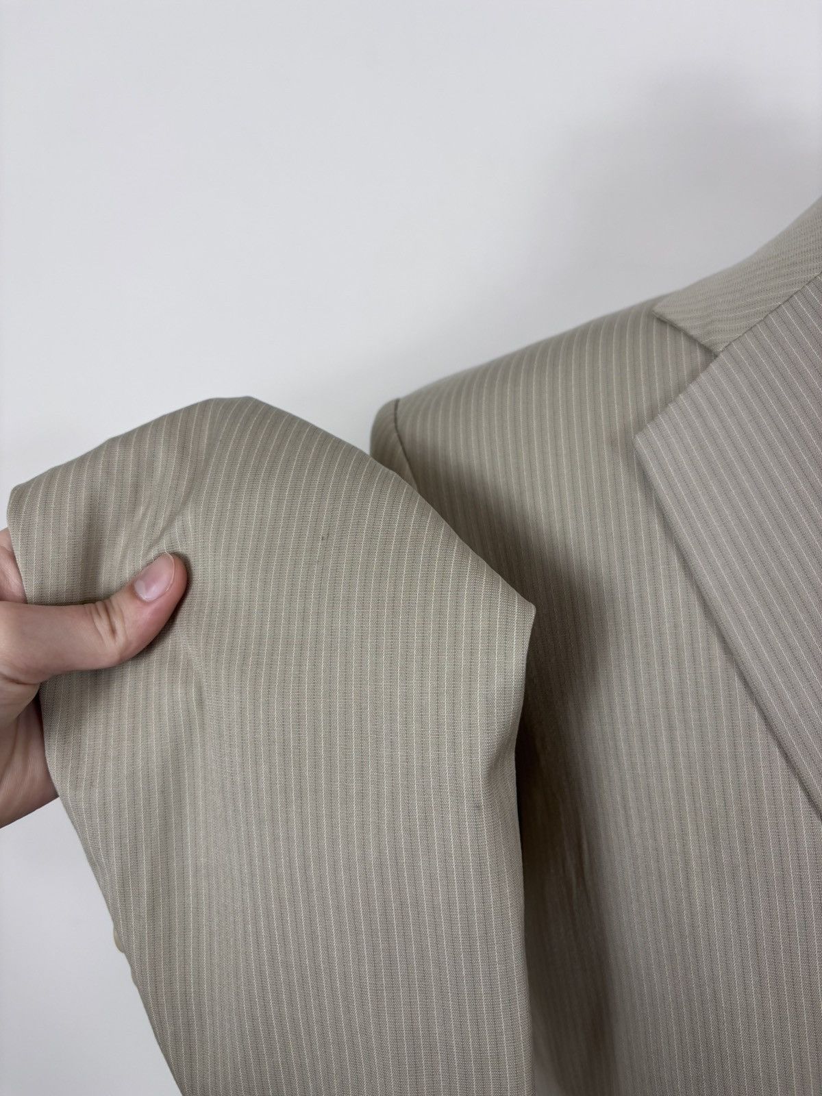 Lanvin Lanvin Sport Men’s Vintage Beige Ivory Striped Blazer Jacket Size 44R - 9 Thumbnail