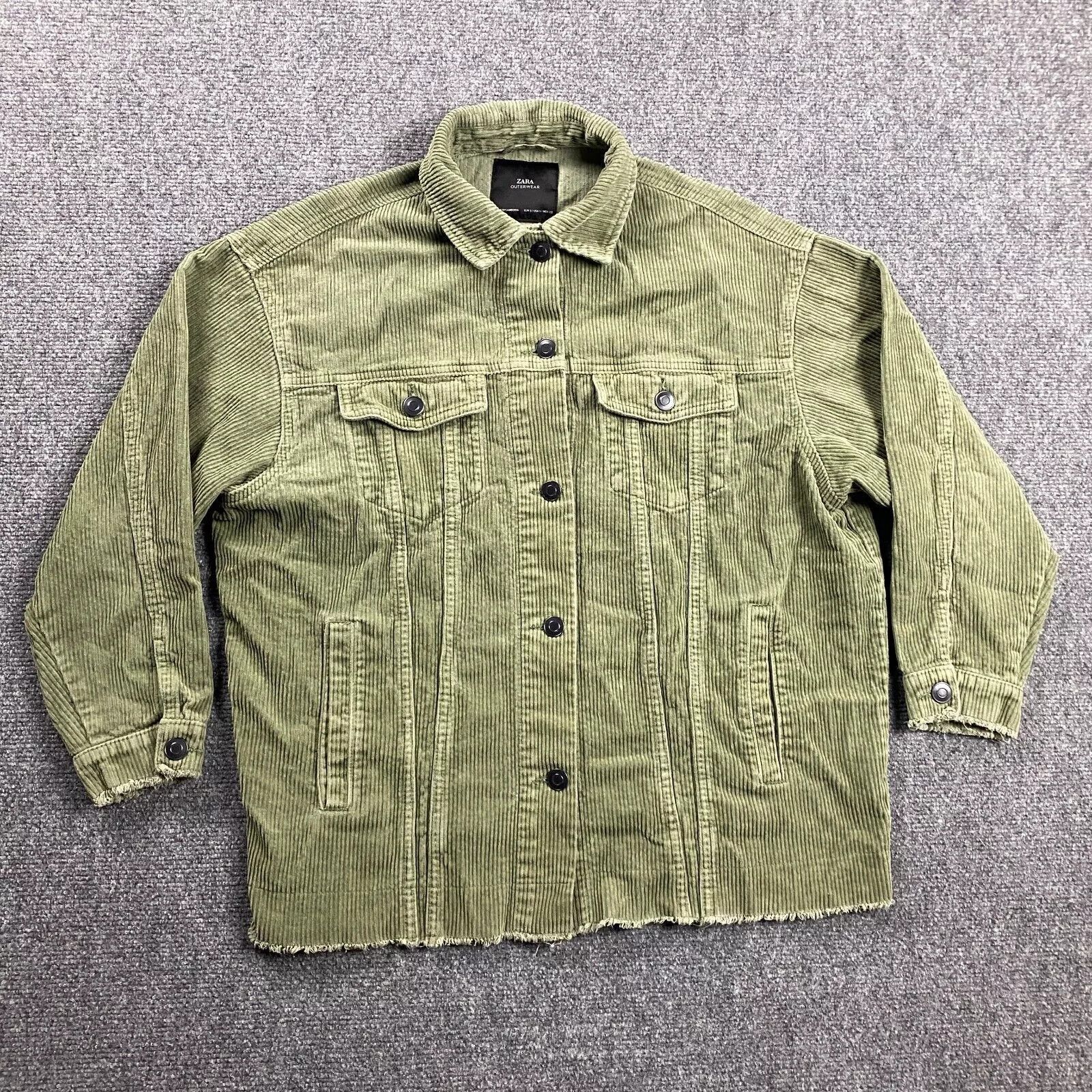 Zara Zara Jacket Womens Small Corduroy Green Trucker Frayed Grailed