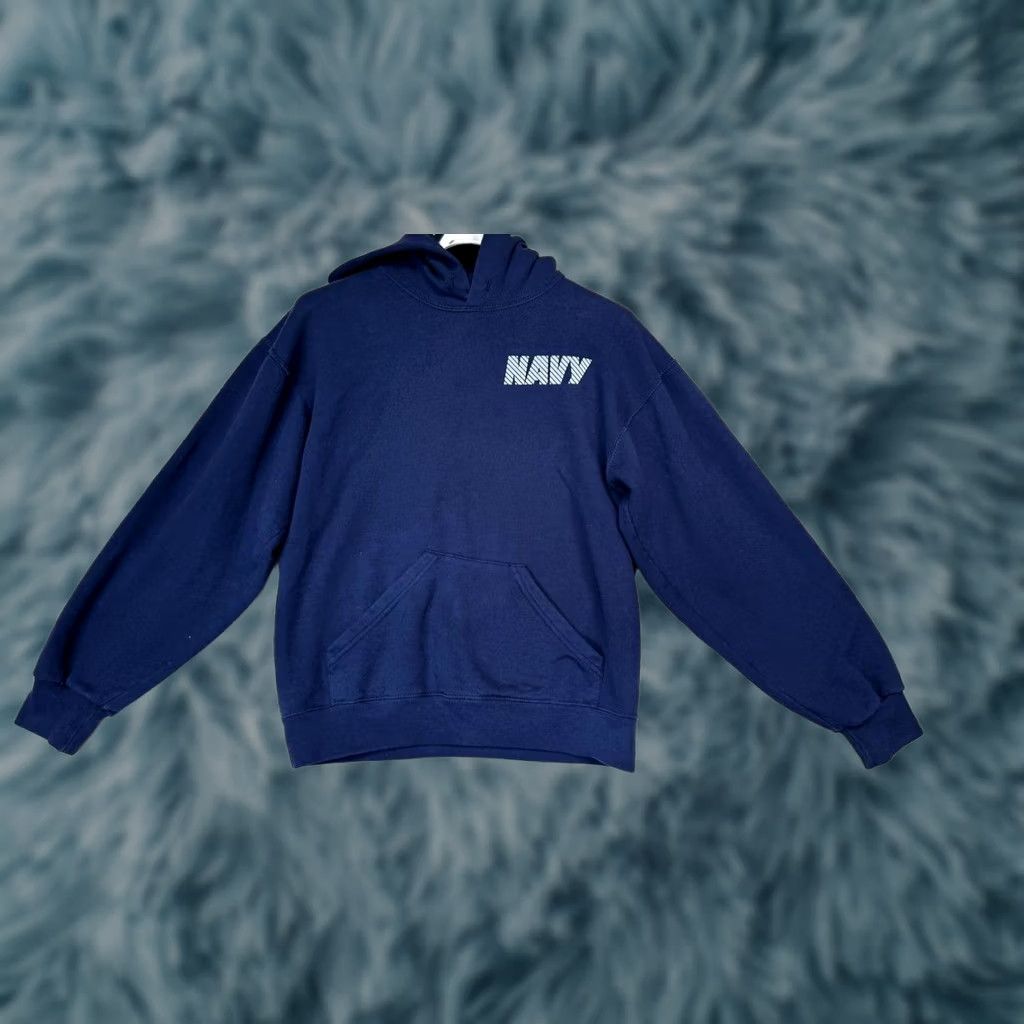 Vintage US Navy Hoodie Sweatshirt Mens Clothing Apparel Soffee Made in USA Medium Navy Size US M / EU 48-50 / 2 - 1 Thumbnail
