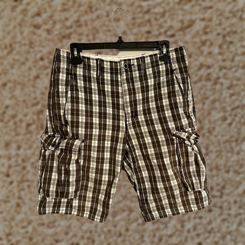 Levi's Levi's Plaid Cargo Shorts Brown Casual Military White Tab Men's 30 Design Size US 31 - 1 Thumbnail