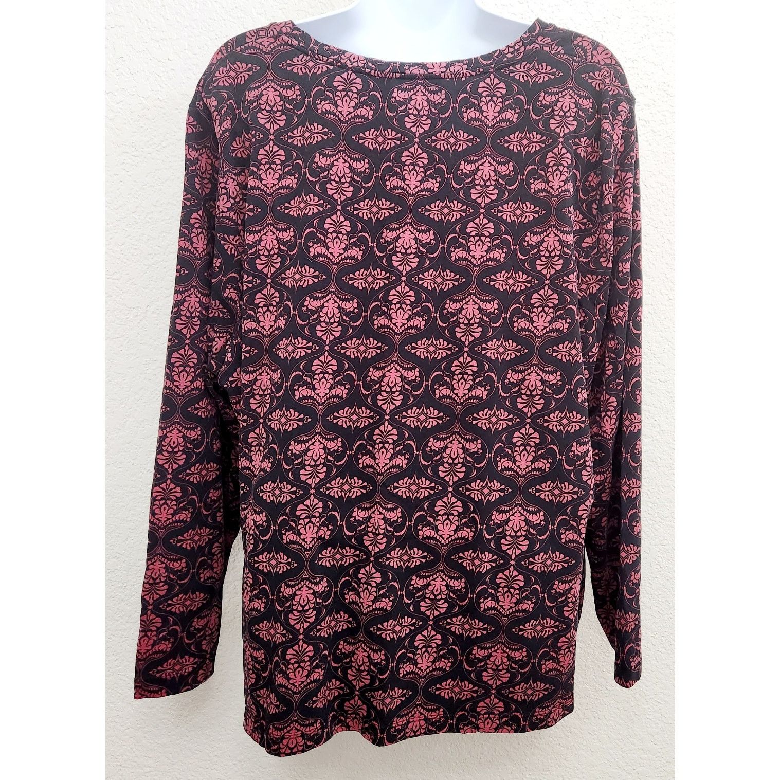 Other Charter Club Woman Black Pink Floral Pleated V Neck Top 2X Size XXL / US 16-18 / IT 52-54 - 3 Thumbnail
