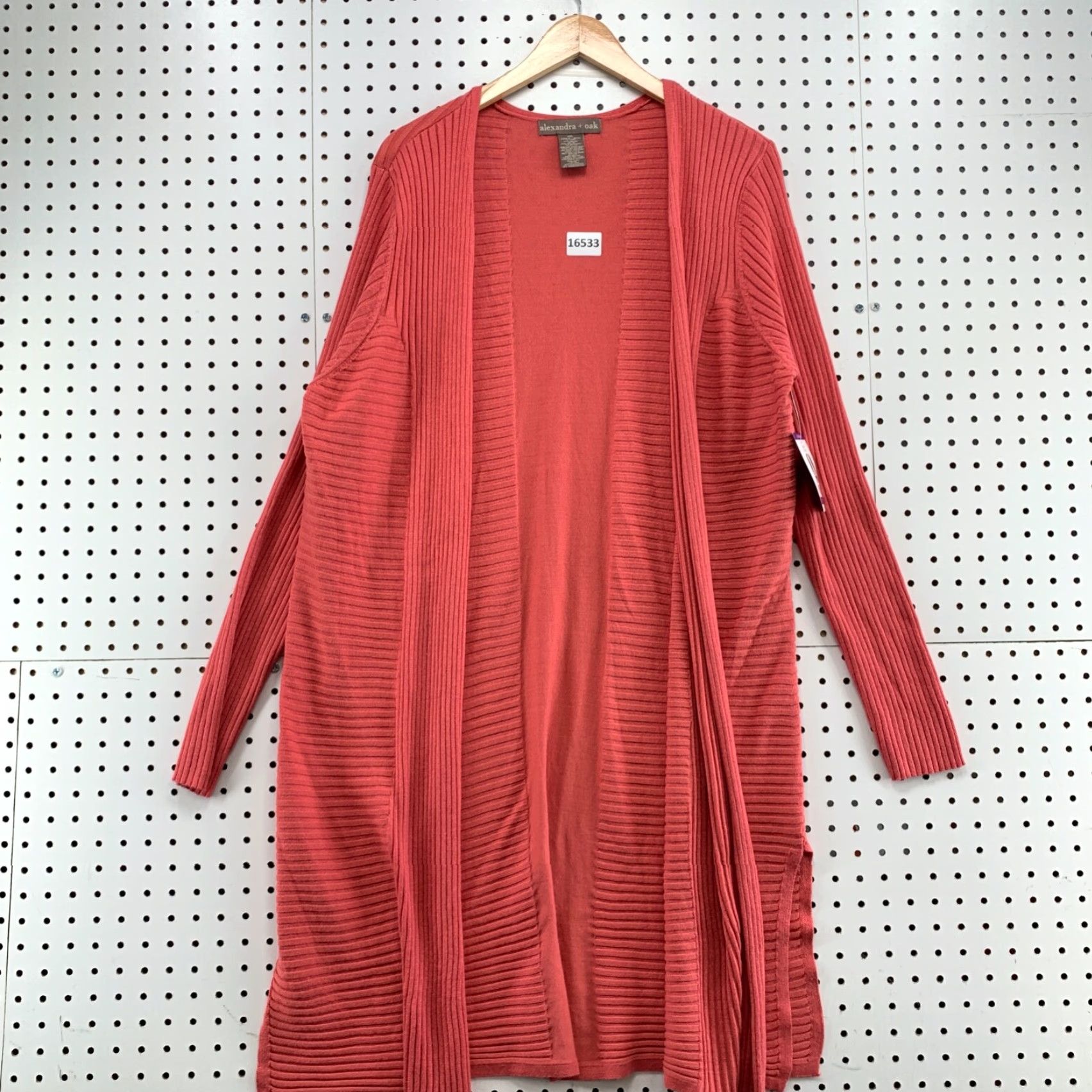 Vintage NEW Alexandra + Oak Long Sleeve Ribbed Cardigan Sweater 2XL XXL Long Open Front Size XXL / US 16-18 / IT 52-54 - 2 Thumbnail