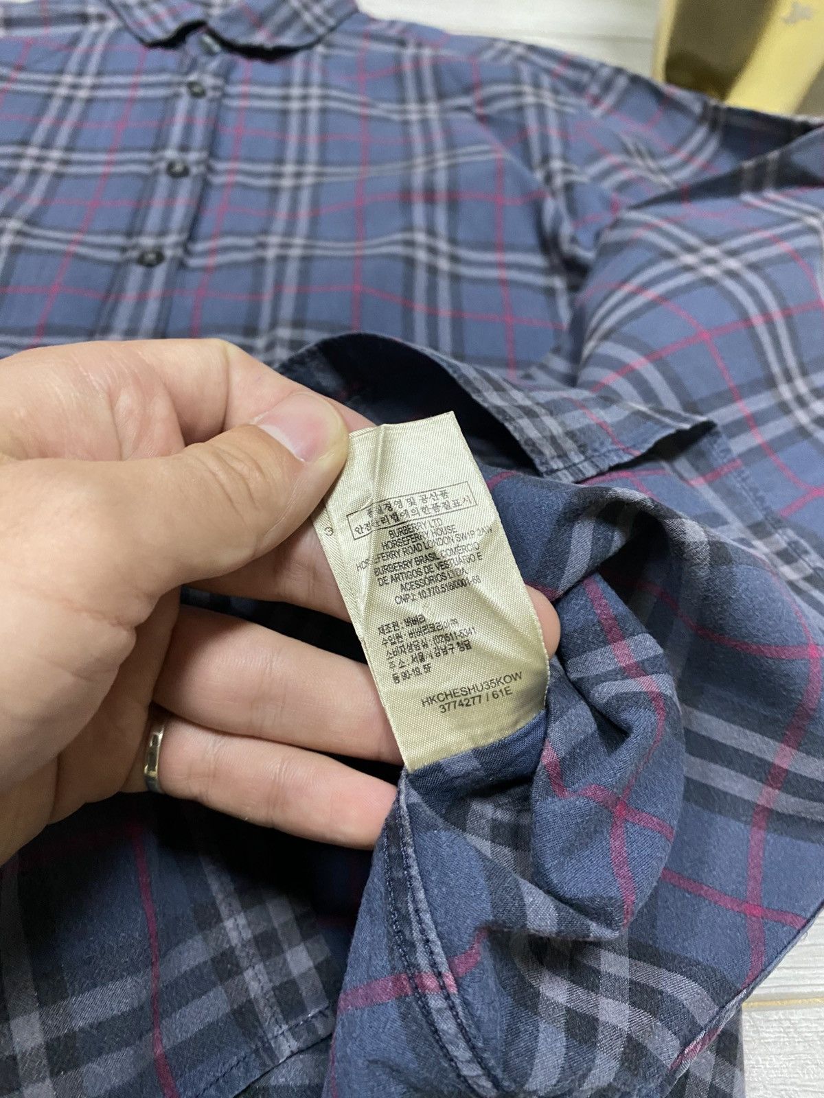 Burberry Burberry Brit shirt nova check dark blue overprint vintage Size US XL / EU 56 / 4 - 6 Thumbnail