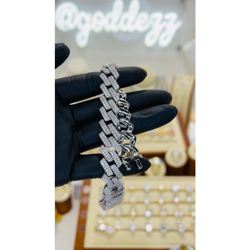 Other 14mm Moissanite Iced Out Cuban Bracelet Size ONE SIZE - 2 Thumbnail