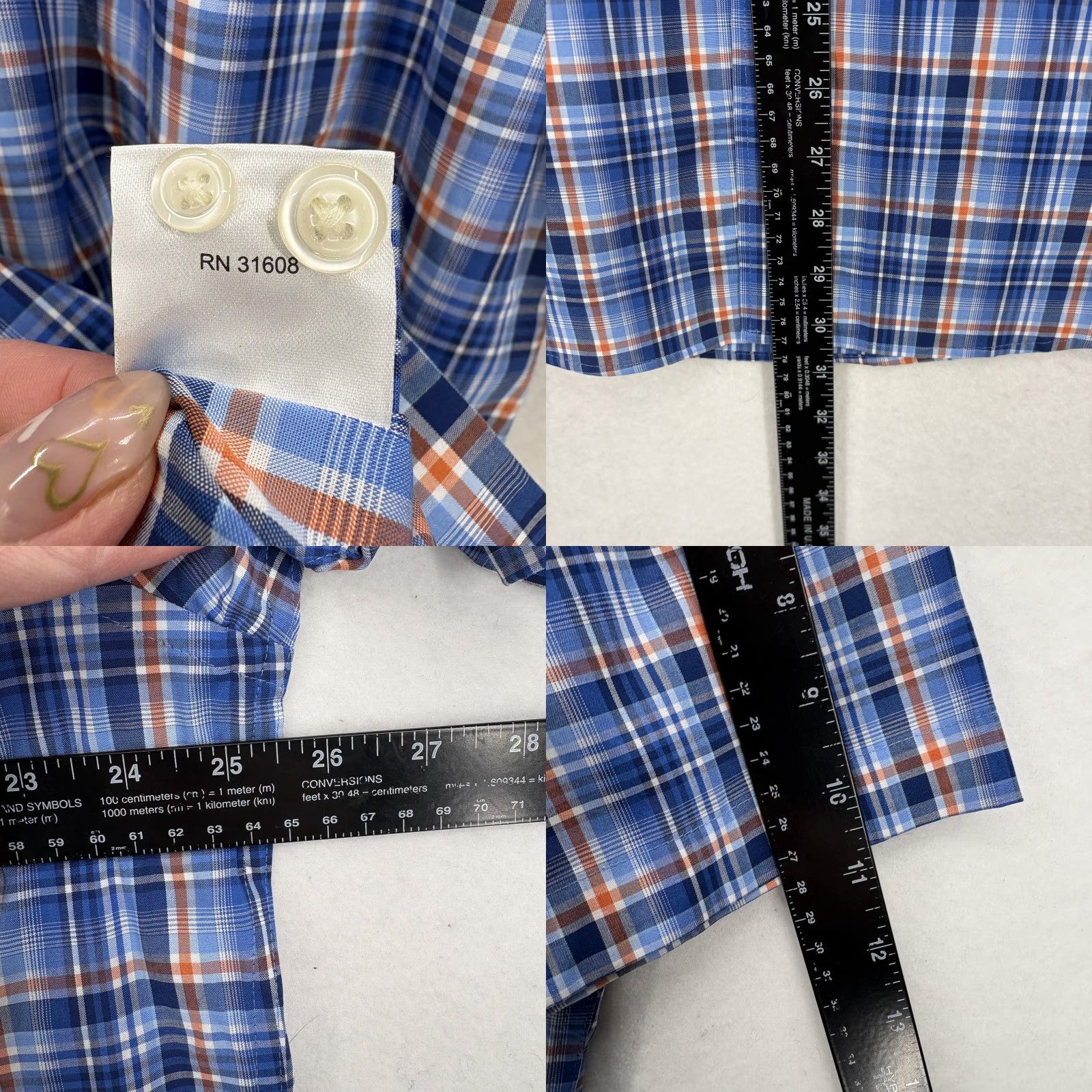 Jos. A. Bank Jos. A. Bank Shirt Mens L Blue Plaid Short Sleeve Stretch Button Front NWT Size US L / EU 52-54 / 3 - 8 Thumbnail