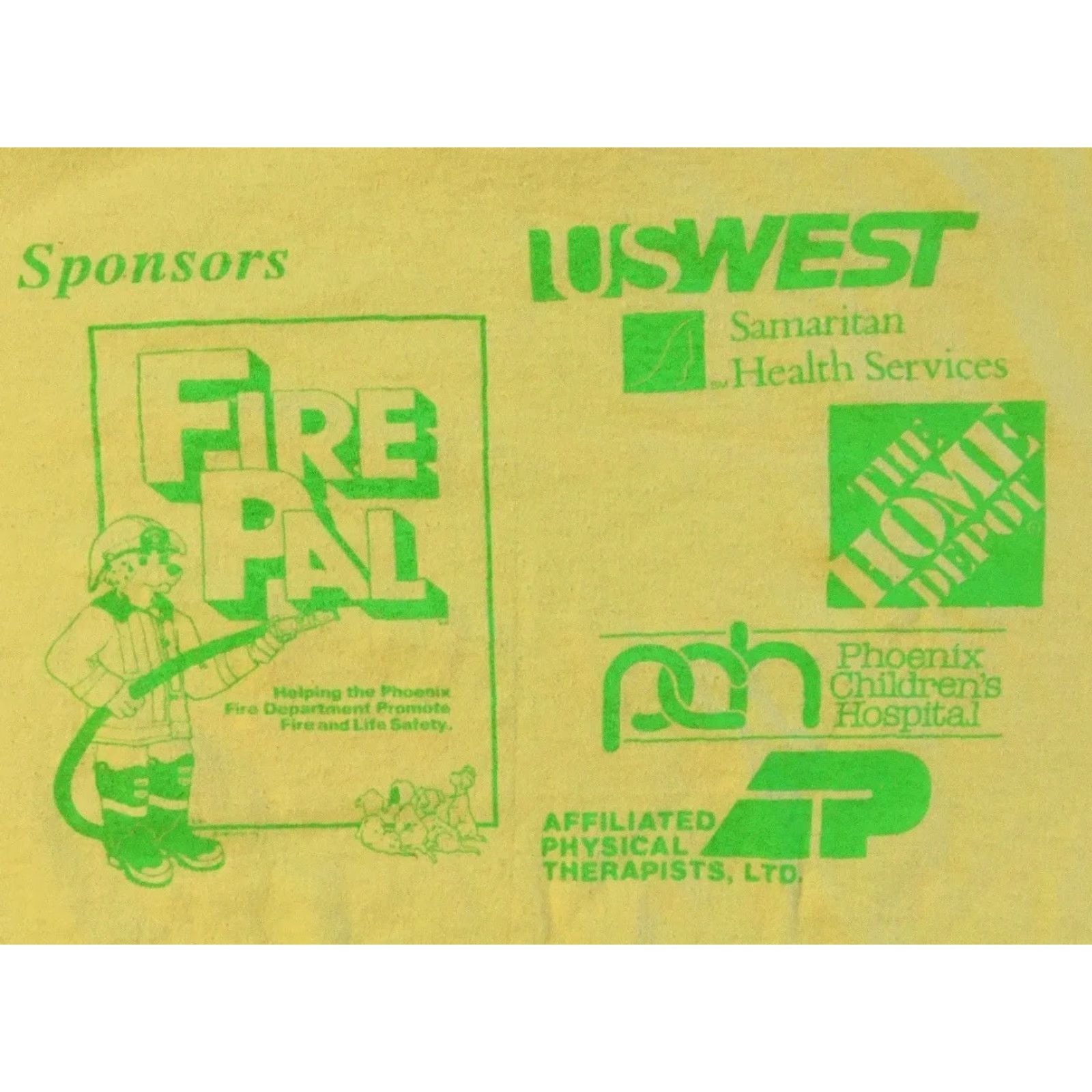 Vintage VINTAGE Phoenix Fire Dept Learn Not Burn Marathon T-Shirt L Yellow 80s 90s Fire Fighter Boots Single Stitch Mens Size US L / EU 52-54 / 3 - 4 Thumbnail