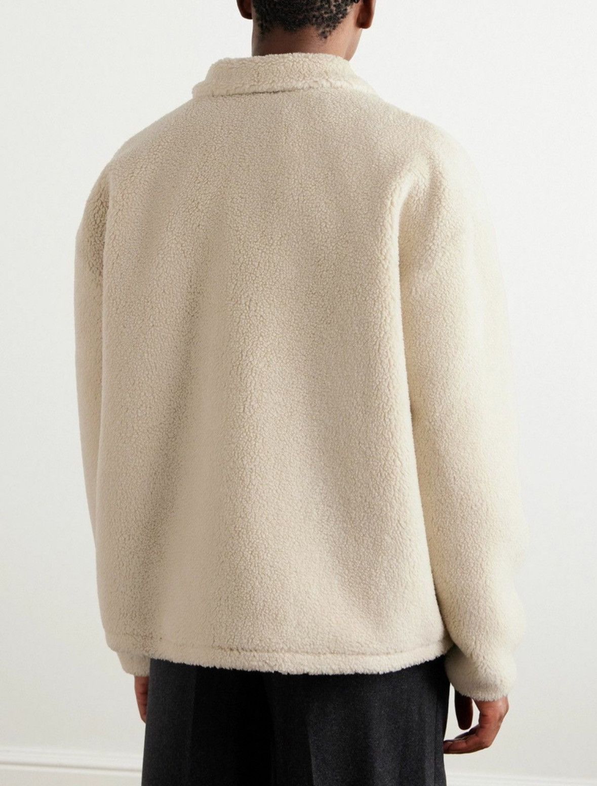 Loro Piana Loro Piana SUEDE-TRIMMED CASHMERE SILK-BLEND FLEECE HALF-ZIP Size US XL / EU 56 / 4 - 4 Thumbnail