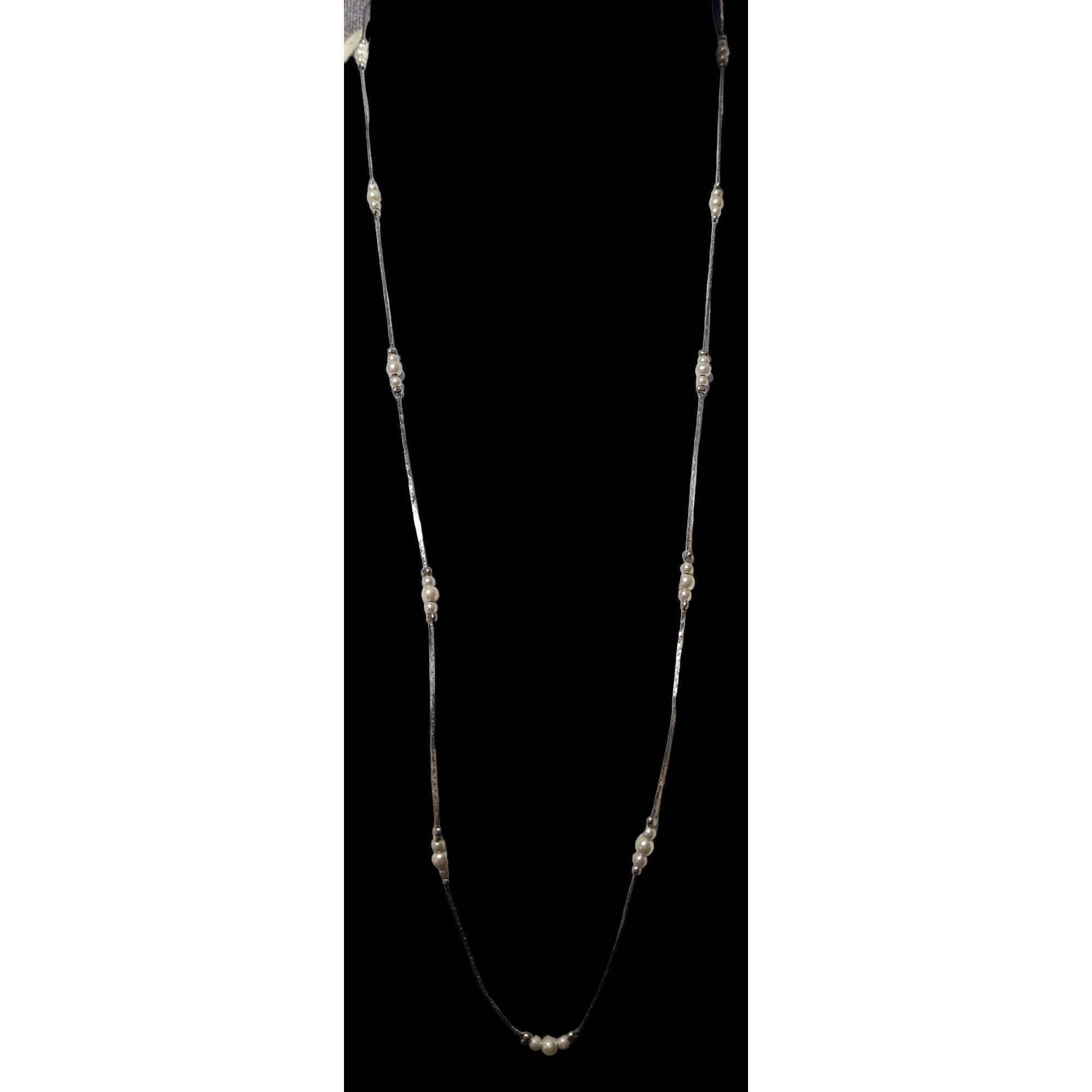 Other Vintage Silver Minimalist Faux Pearl Necklace Size ONE SIZE - 4 Thumbnail