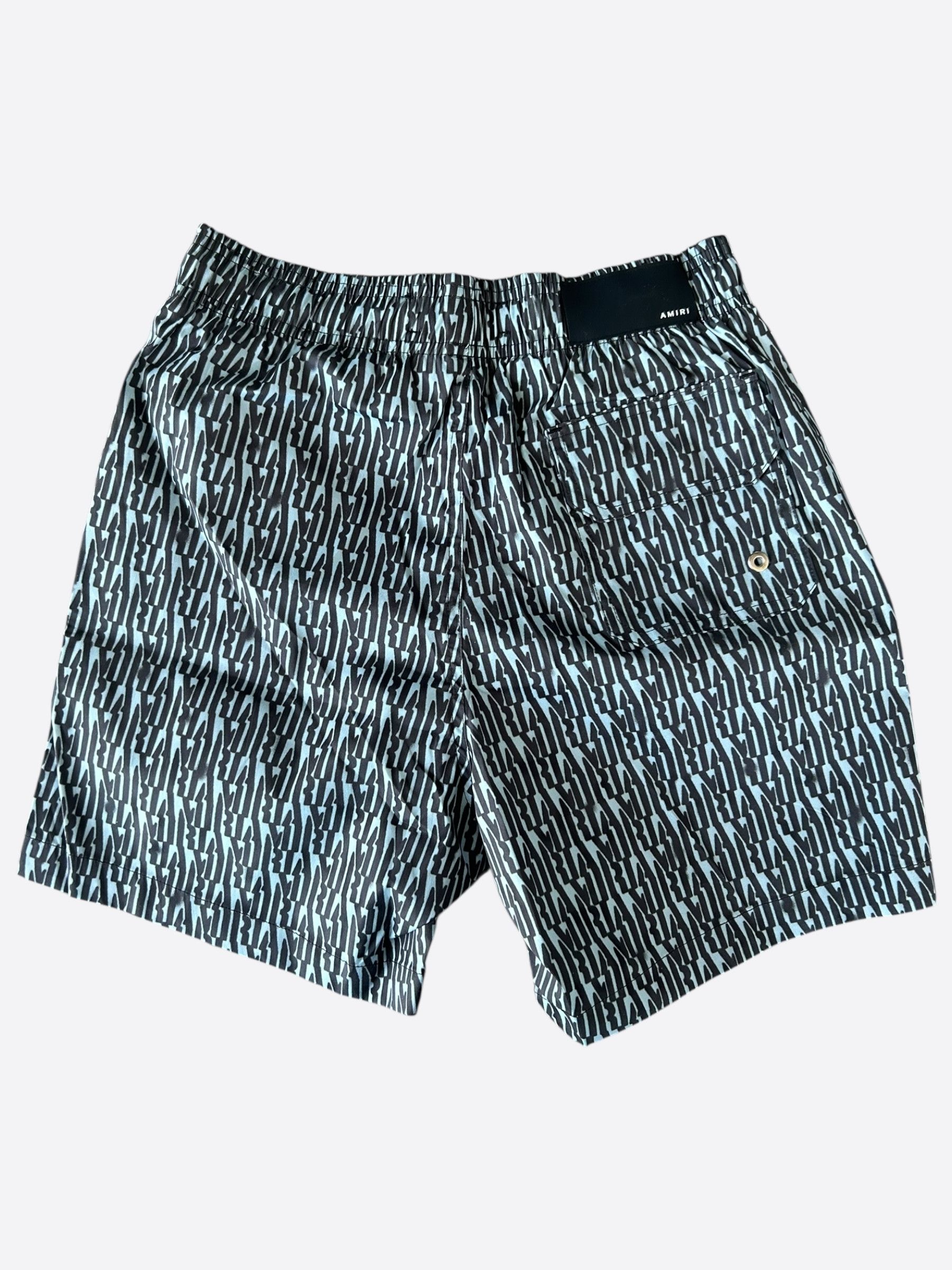 Amiri Amiri Blue & Black Repeat Logo Swimshorts Size US 32 / EU 48 - 2 Thumbnail