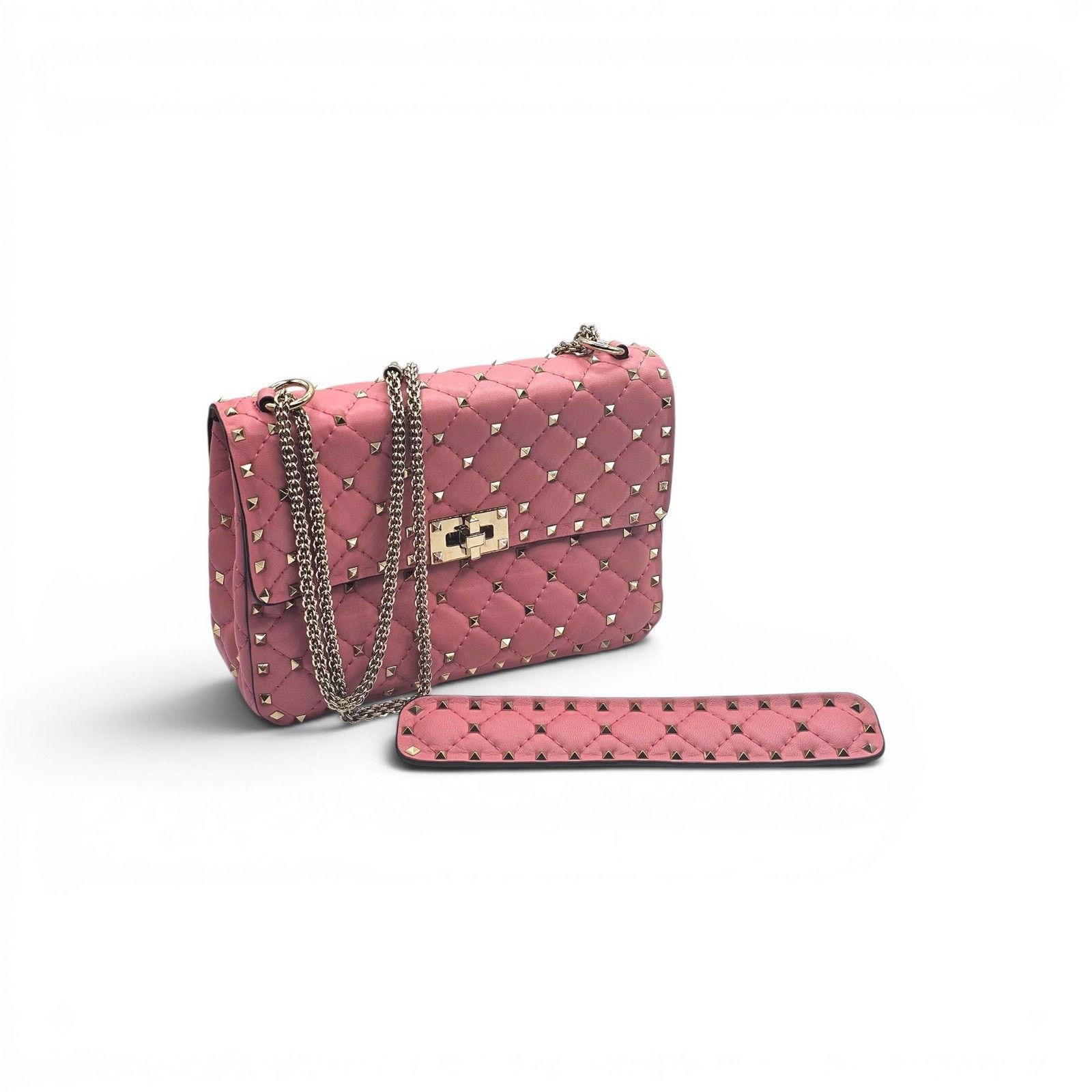 Valentino Rockstud Spike Medium Pink Leather Shoulder Bag NWOT $3500 Size ONE SIZE - 10 Thumbnail
