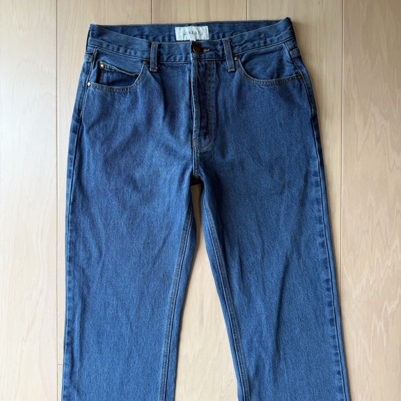 THE GREAT The Great Jeans Women's 29 Blue The Wayne Straight Glam Boho Size 29" - 3 Thumbnail