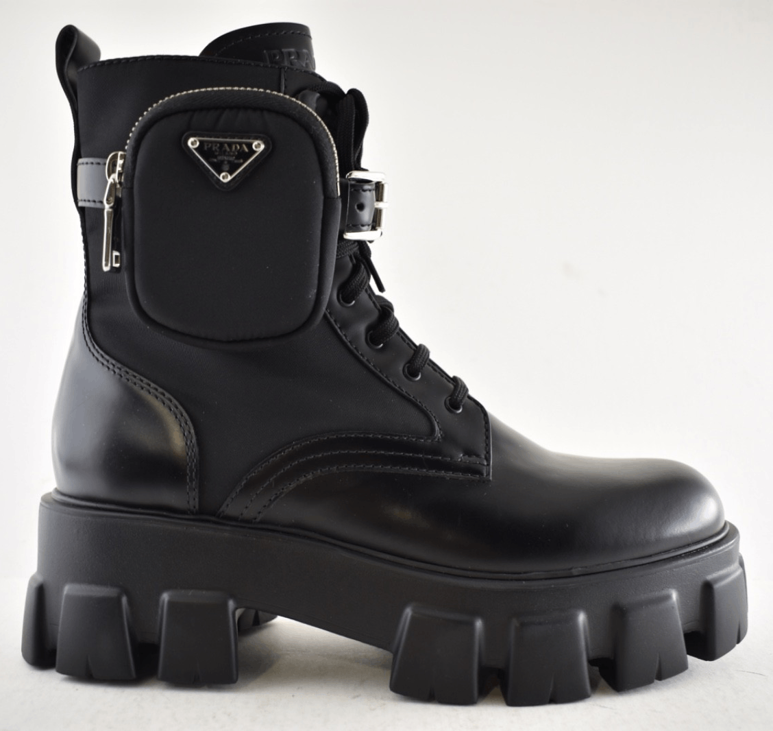 Prada Prada Monolith Leather Nylon Pouch Lug Sole Combat Boot 41.5 Size US 11.5 / IT 41.5 - 2 Thumbnail