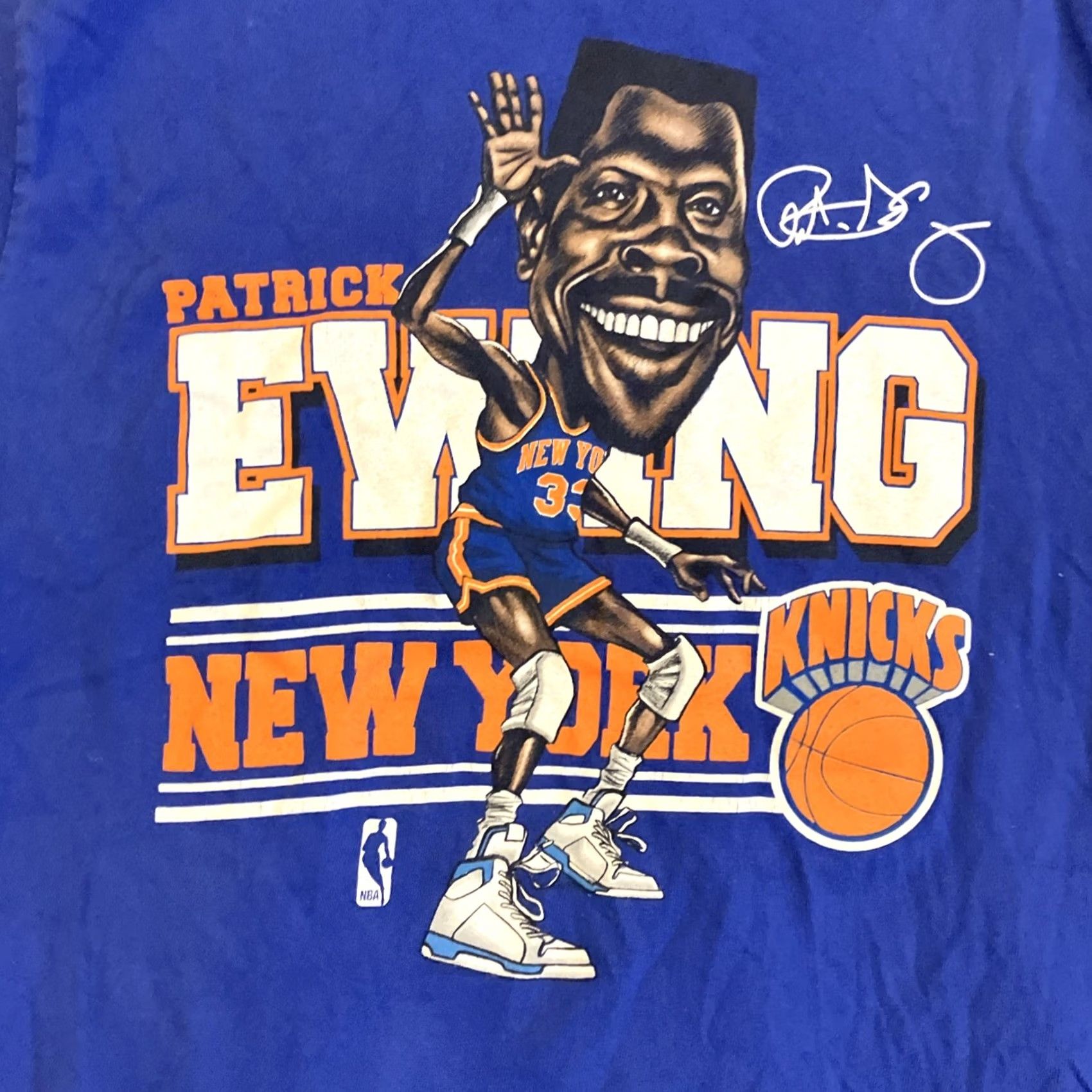Mitchell & Ness Mitchell & Ness NY Knicks Patrick Ewing Caricature T Shirt M Blue Cotton Crew Neck Short Sleeve Mens Regular Vintage No N/A Size US M / EU 48-50 / 2 - 3 Thumbnail