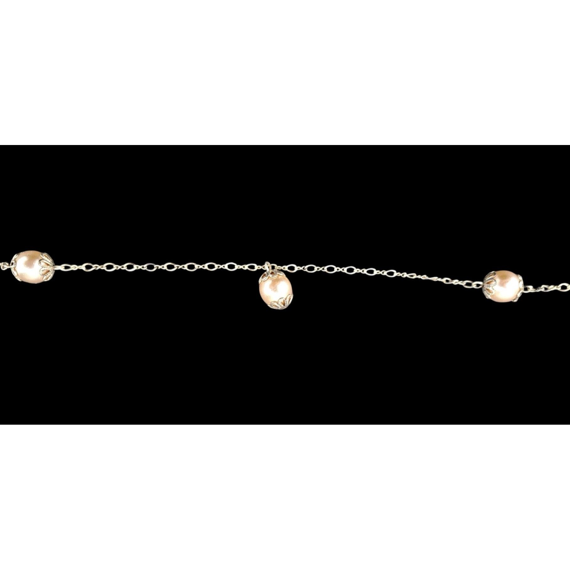 Vintage Vintage Sterling Silver Necklace Faux Pearls 16 Inches Long Size ONE SIZE - 5 Thumbnail