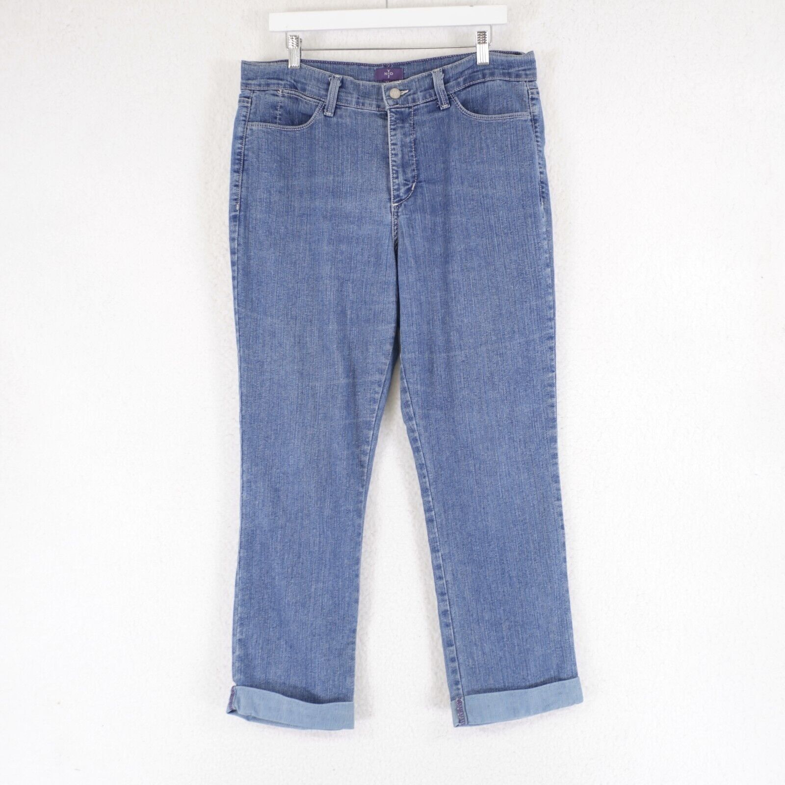 NYDJ NYDJ Not Your Daughters Jeans Rolled Up Blue High Rise Denim Size 34" / US 12 / IT 48 - 1 Thumbnail