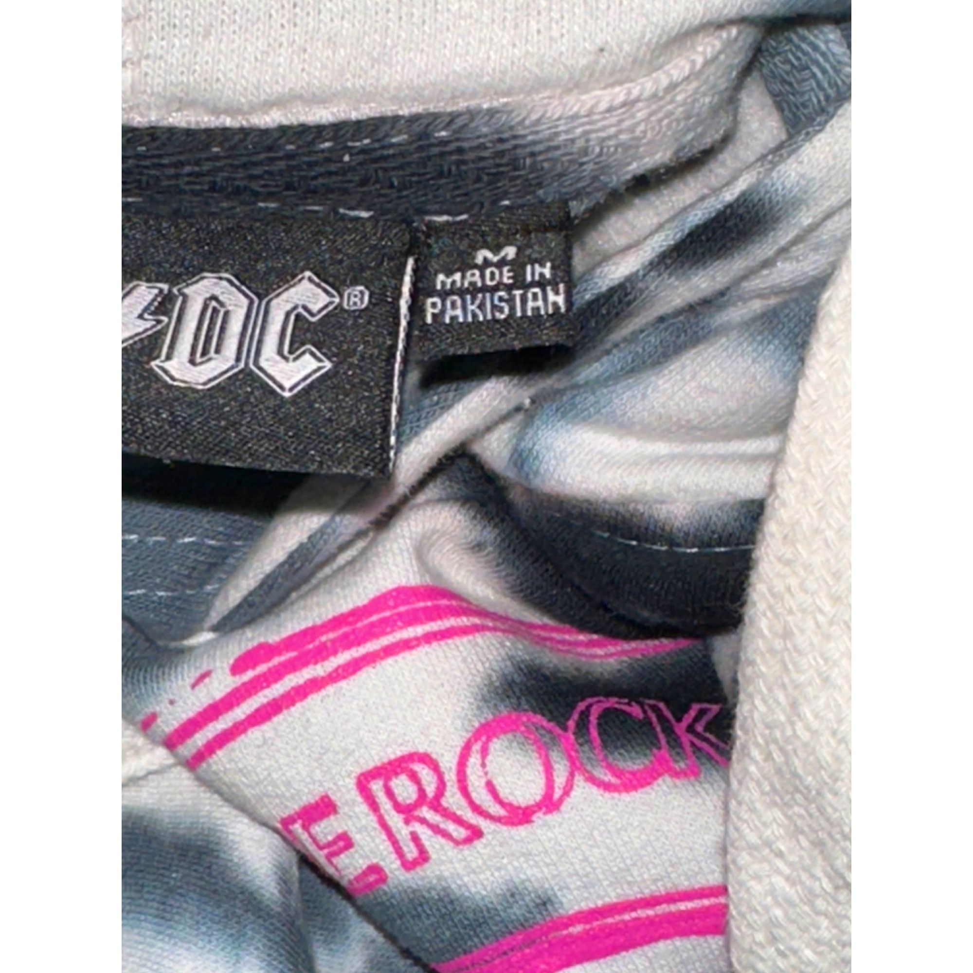 AC/DC ACDC Black White Tie Dye Cropped Hoodie Sweatshirt Graphic L Size M / US 6-8 / IT 42-44 - 9 Thumbnail