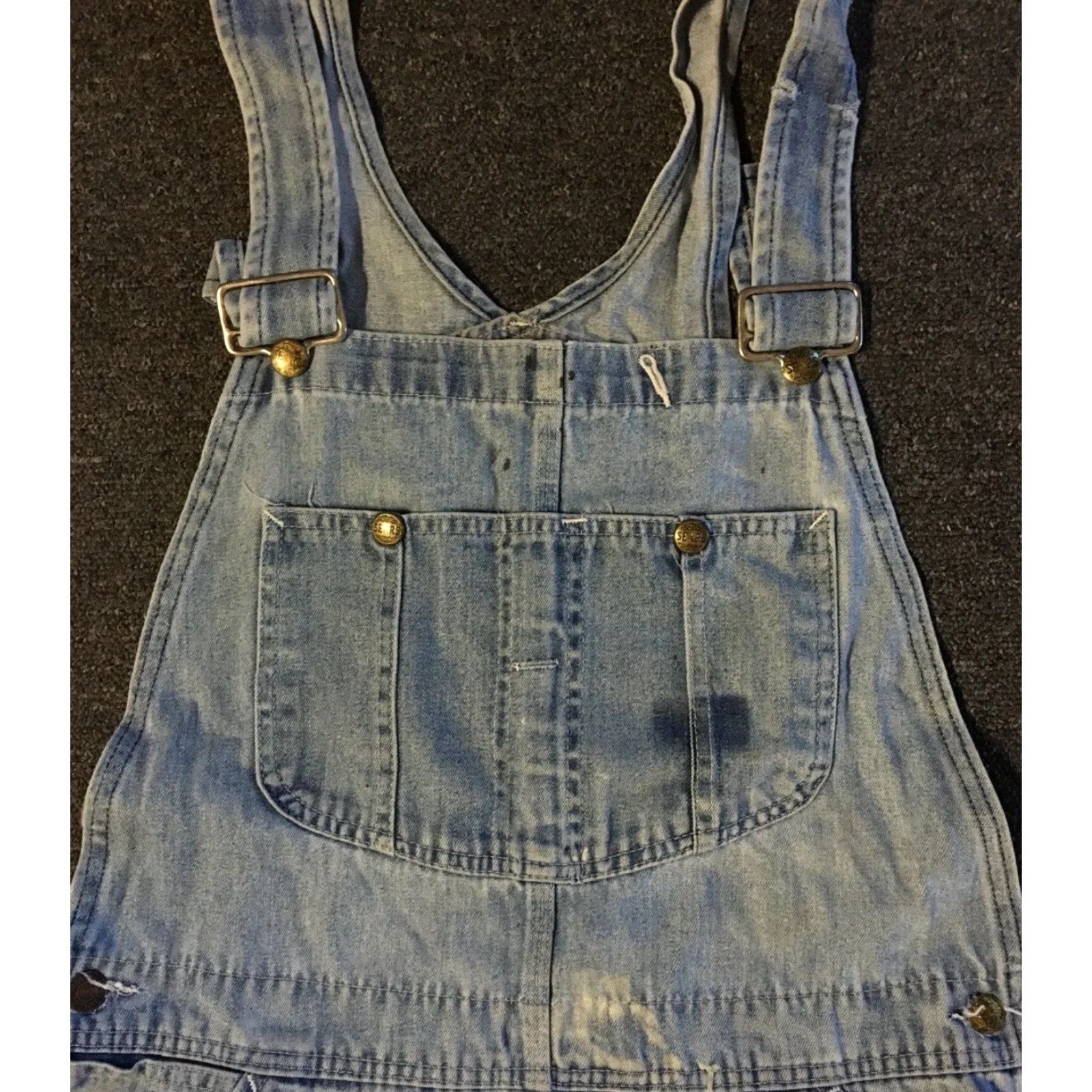 Sears Vtg 70s Sears Overalls Denim Distressed 34 USA Biker Punk Grunge Trucker 80s 90s Rock USA Mens Jeans Size US 34 / EU 50 - 5 Thumbnail