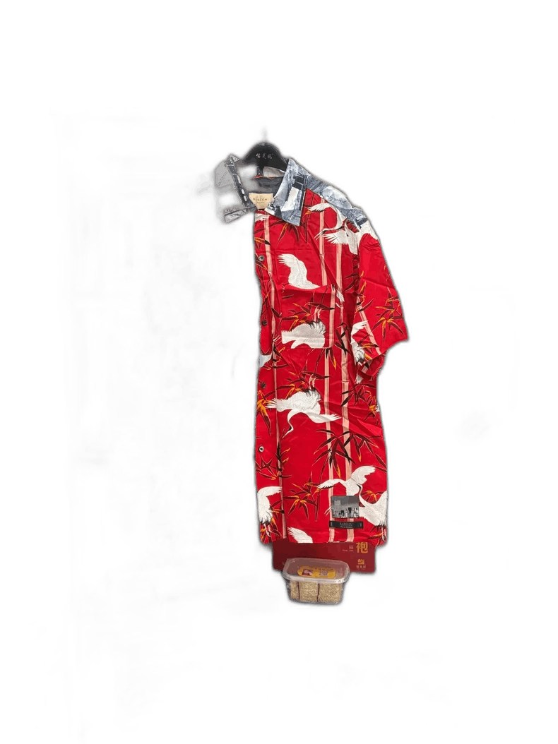 Balenciaga Red Short Sleeve Shirt with Crane Design Size US L / EU 52-54 / 3 - 1 Thumbnail