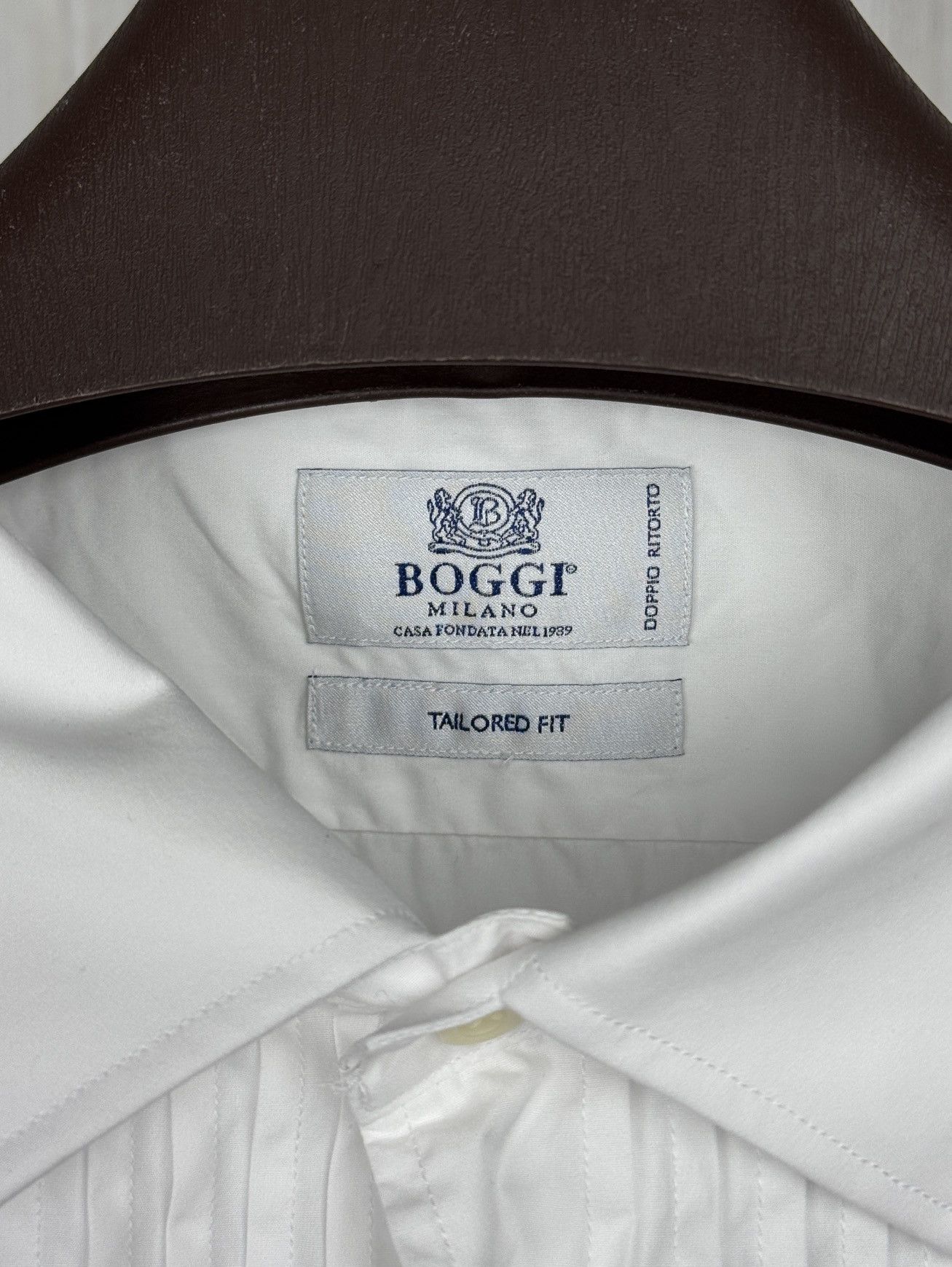 Boggi Boggi Milano white tuxedo cufflinks classic suit shirt 17.5 Size 44R - 11 Thumbnail