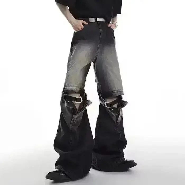 Japanese Brand Bell-bottomed jeans wide legs straight with a joint punk Size US 32 / EU 48 - 1 Thumbnail