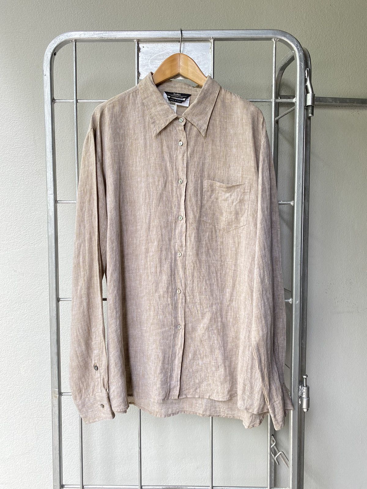 Weekend Max Mara MaxMara WEEKEND Beige Linen Button-Up Shirt Size ONE SIZE - 1 Thumbnail