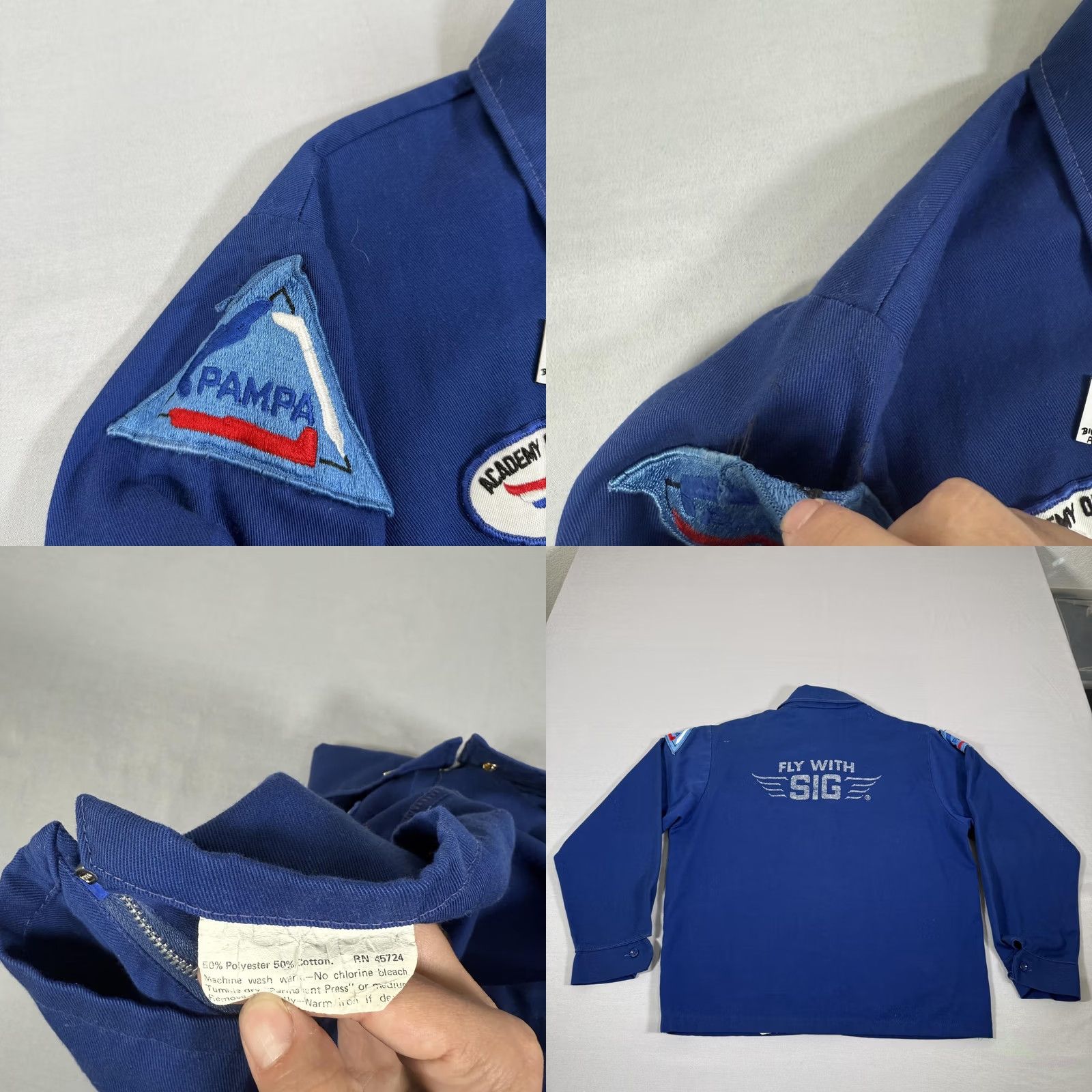 Vintage VINTAGE SIG Fly With SIG Jacket Mens M Blue Embroidered Logo Zipper Short Coat Patrotic Aviation Size US M / EU 48-50 / 2 - 9 Thumbnail